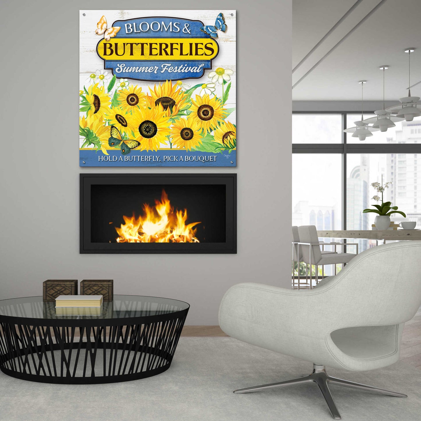 Epic Art 'Blooms & Butterflies' by Mollie B., Acrylic Glass Wall Art,36x36