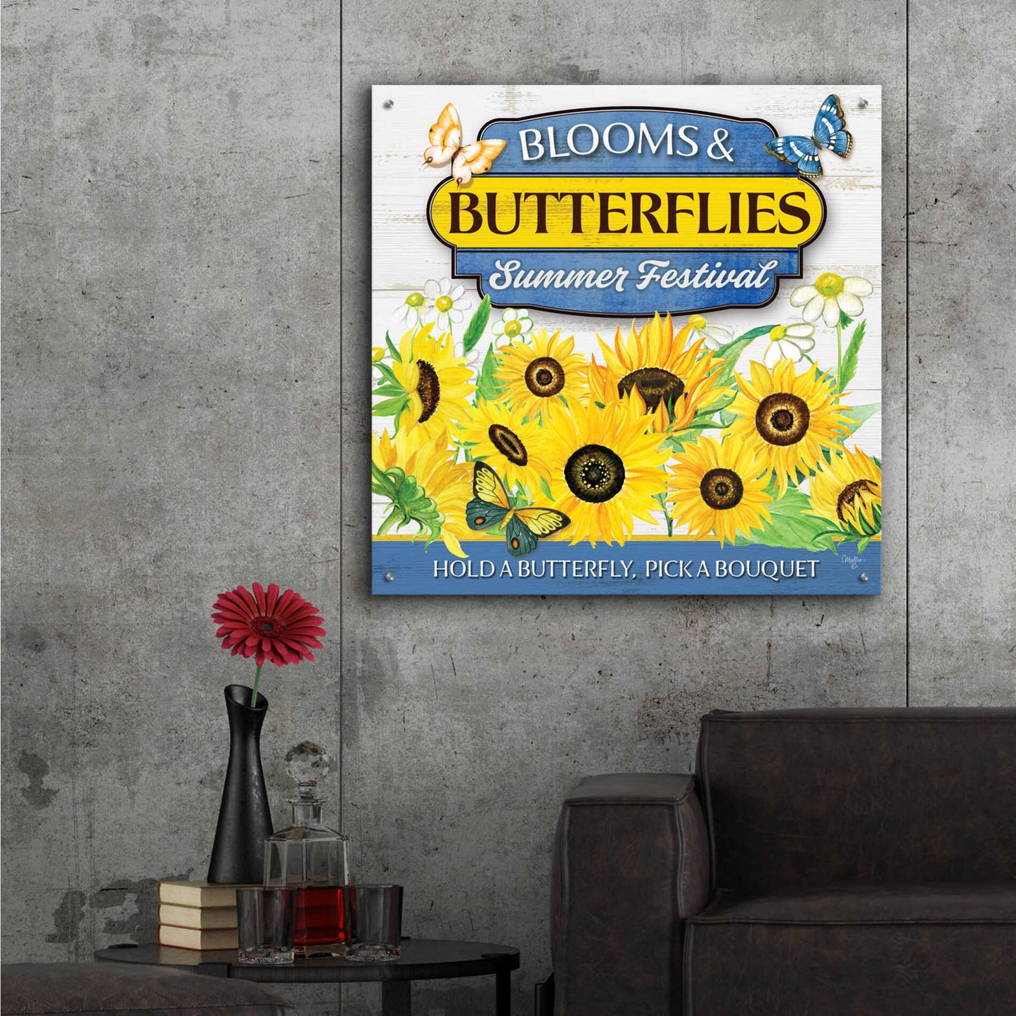 Epic Art 'Blooms & Butterflies' by Mollie B., Acrylic Glass Wall Art,36x36