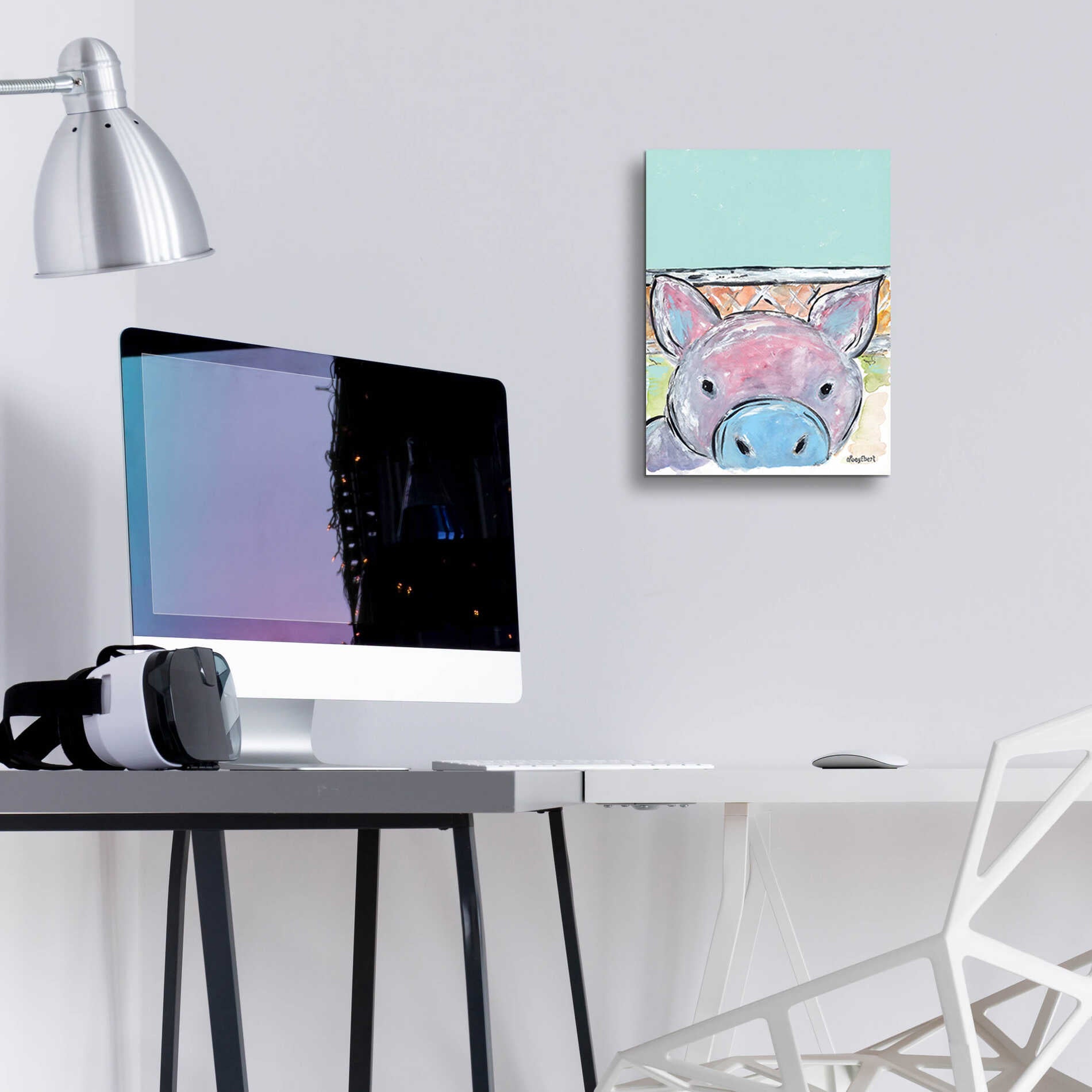 Epic Art 'Oink Oink' by Roey Ebert, Acrylic Glass Wall Art,12x16