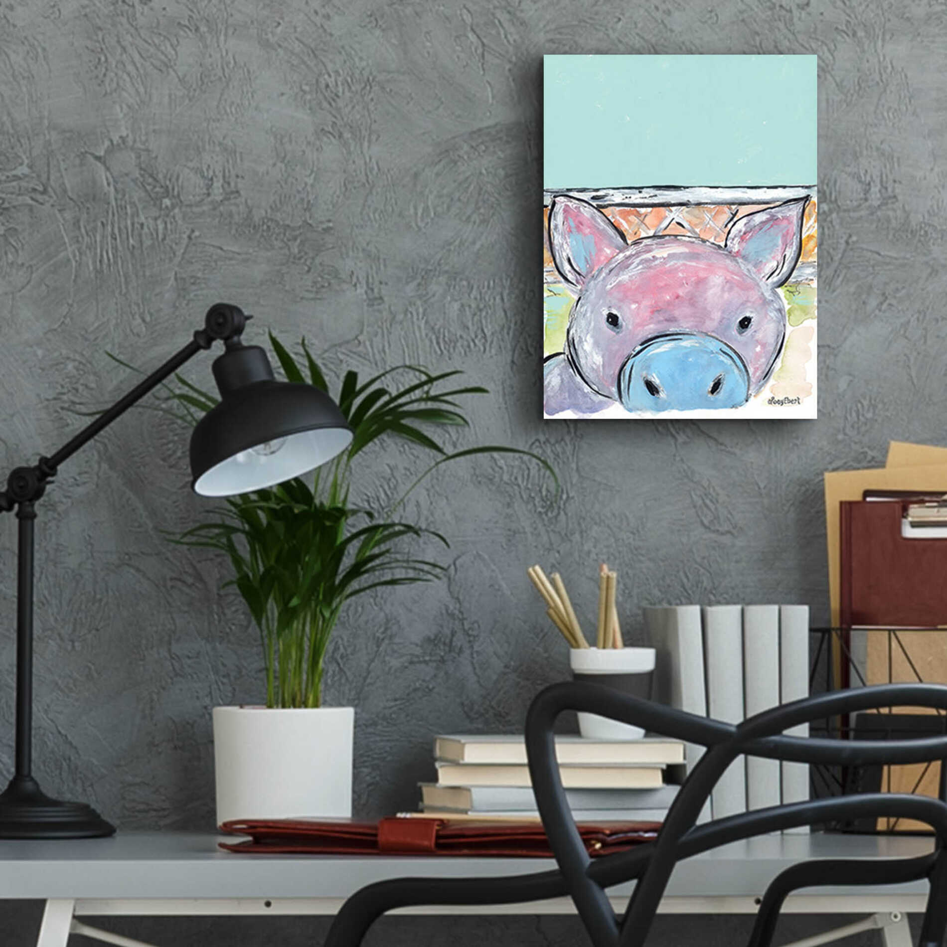 Epic Art 'Oink Oink' by Roey Ebert, Acrylic Glass Wall Art,12x16