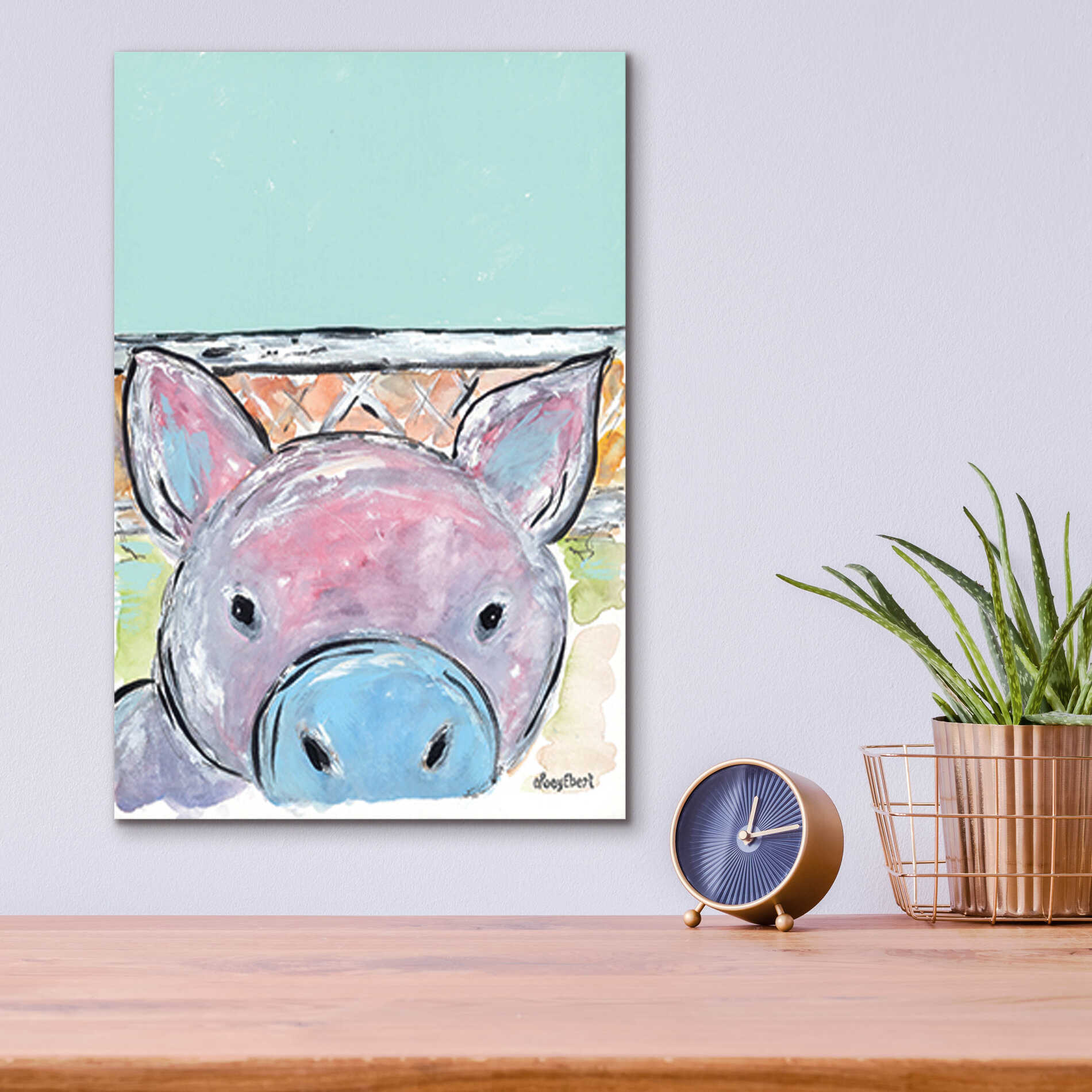 Epic Art 'Oink Oink' by Roey Ebert, Acrylic Glass Wall Art,12x16