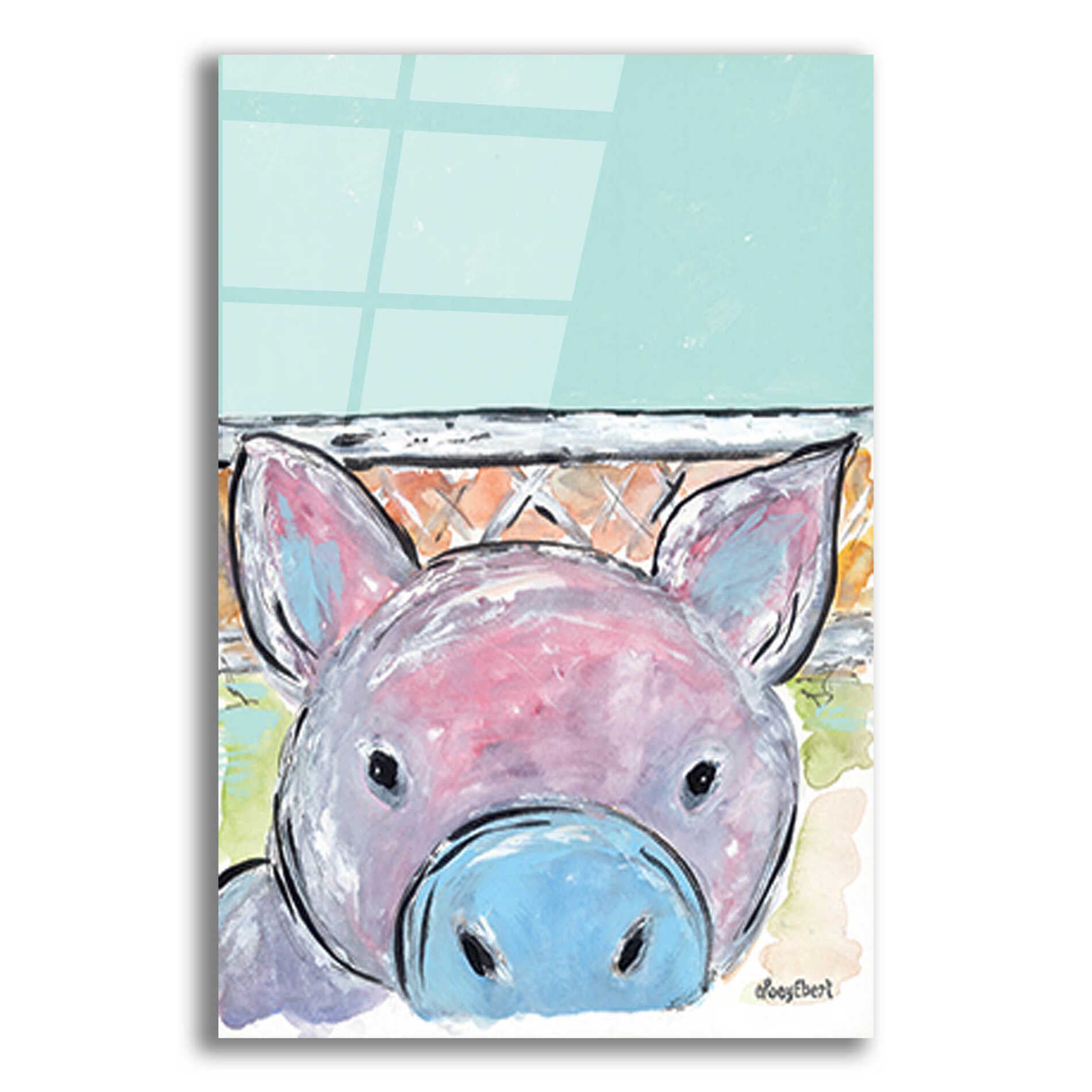 Epic Art 'Oink Oink' by Roey Ebert, Acrylic Glass Wall Art,12x16