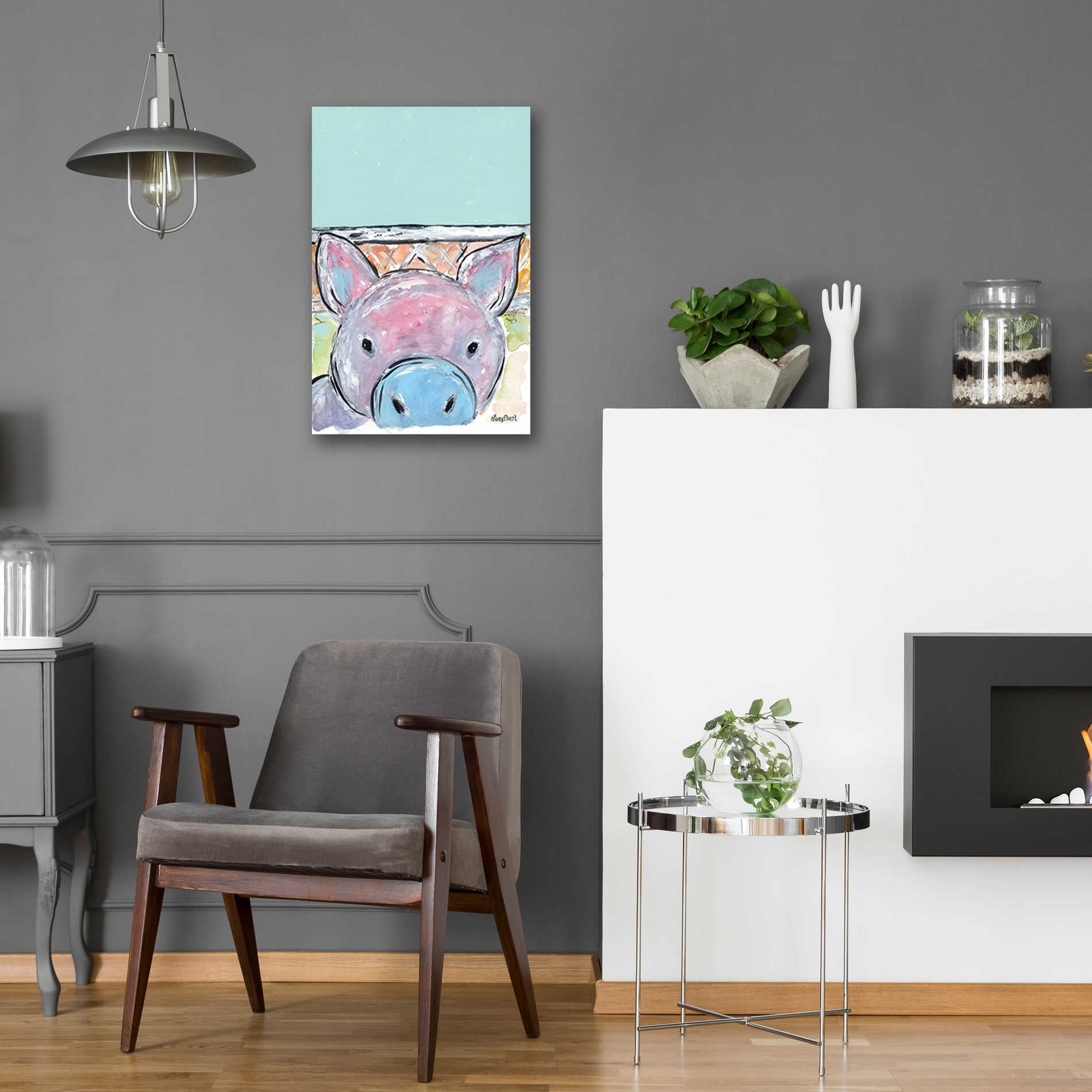 Epic Art 'Oink Oink' by Roey Ebert, Acrylic Glass Wall Art,16x24