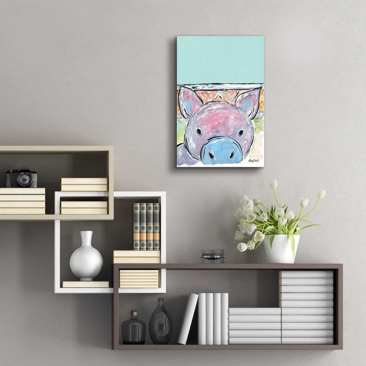 Epic Art 'Oink Oink' by Roey Ebert, Acrylic Glass Wall Art,16x24