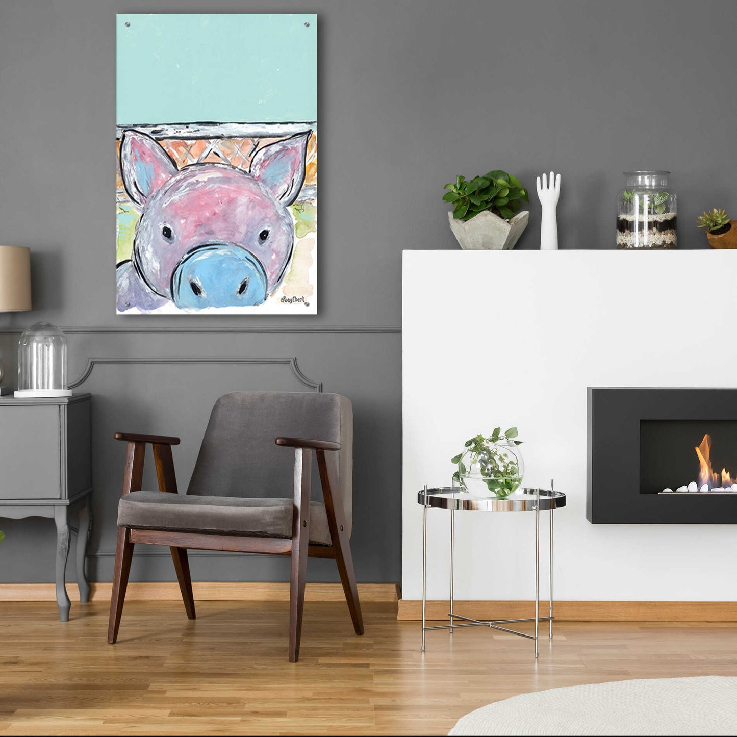 Epic Art 'Oink Oink' by Roey Ebert, Acrylic Glass Wall Art,24x36