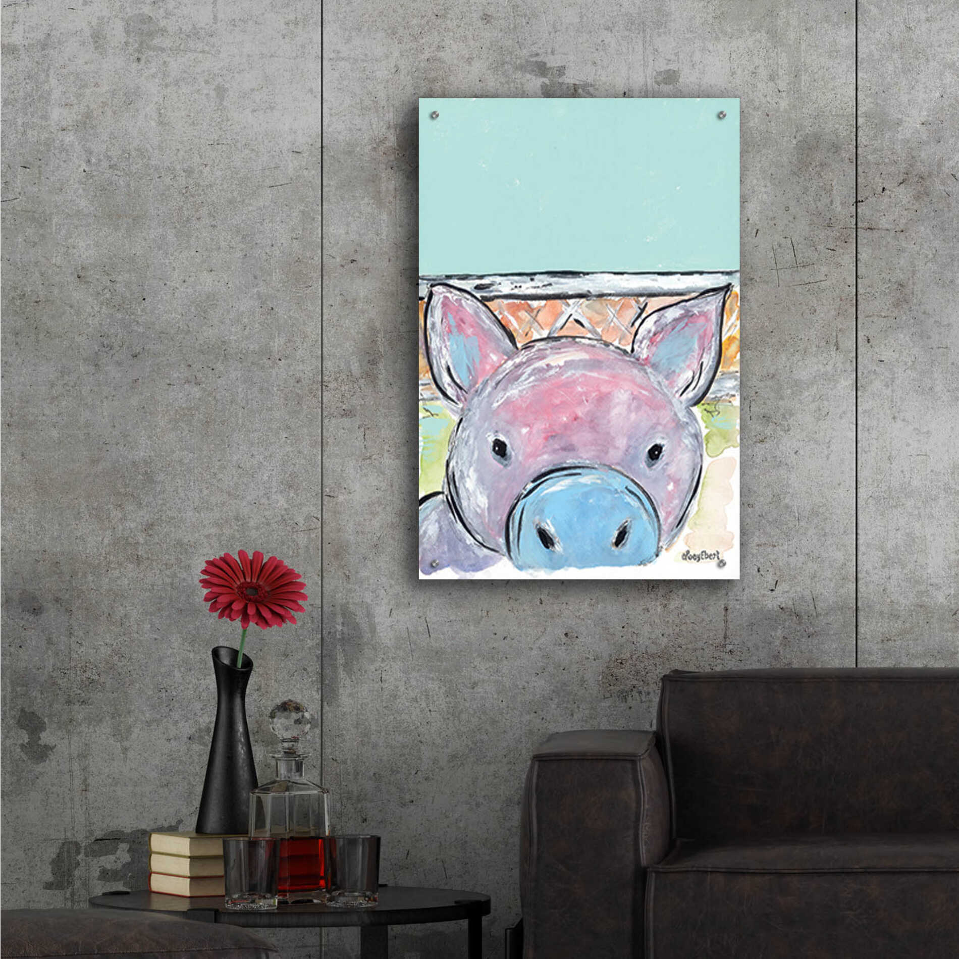 Epic Art 'Oink Oink' by Roey Ebert, Acrylic Glass Wall Art,24x36