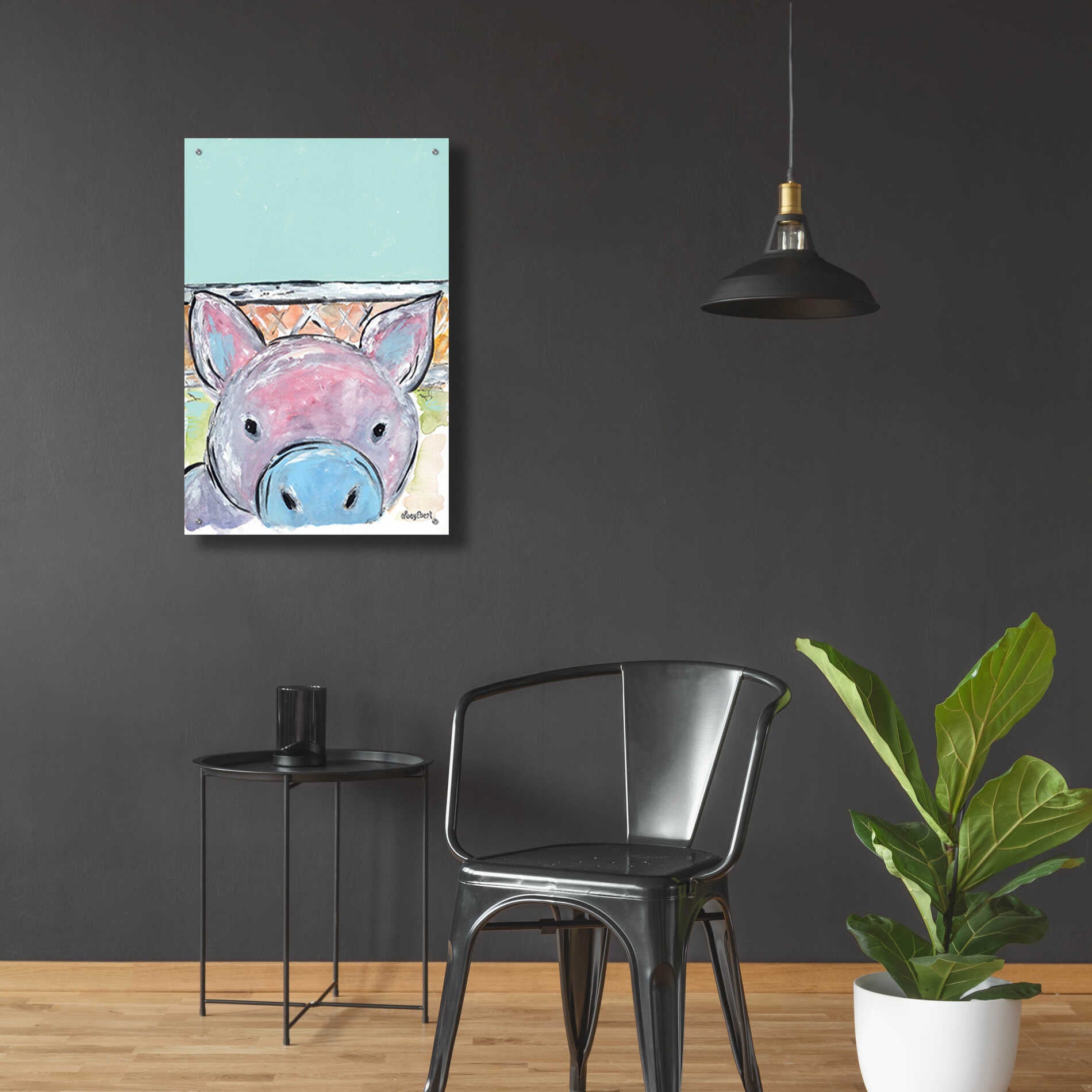 Epic Art 'Oink Oink' by Roey Ebert, Acrylic Glass Wall Art,24x36