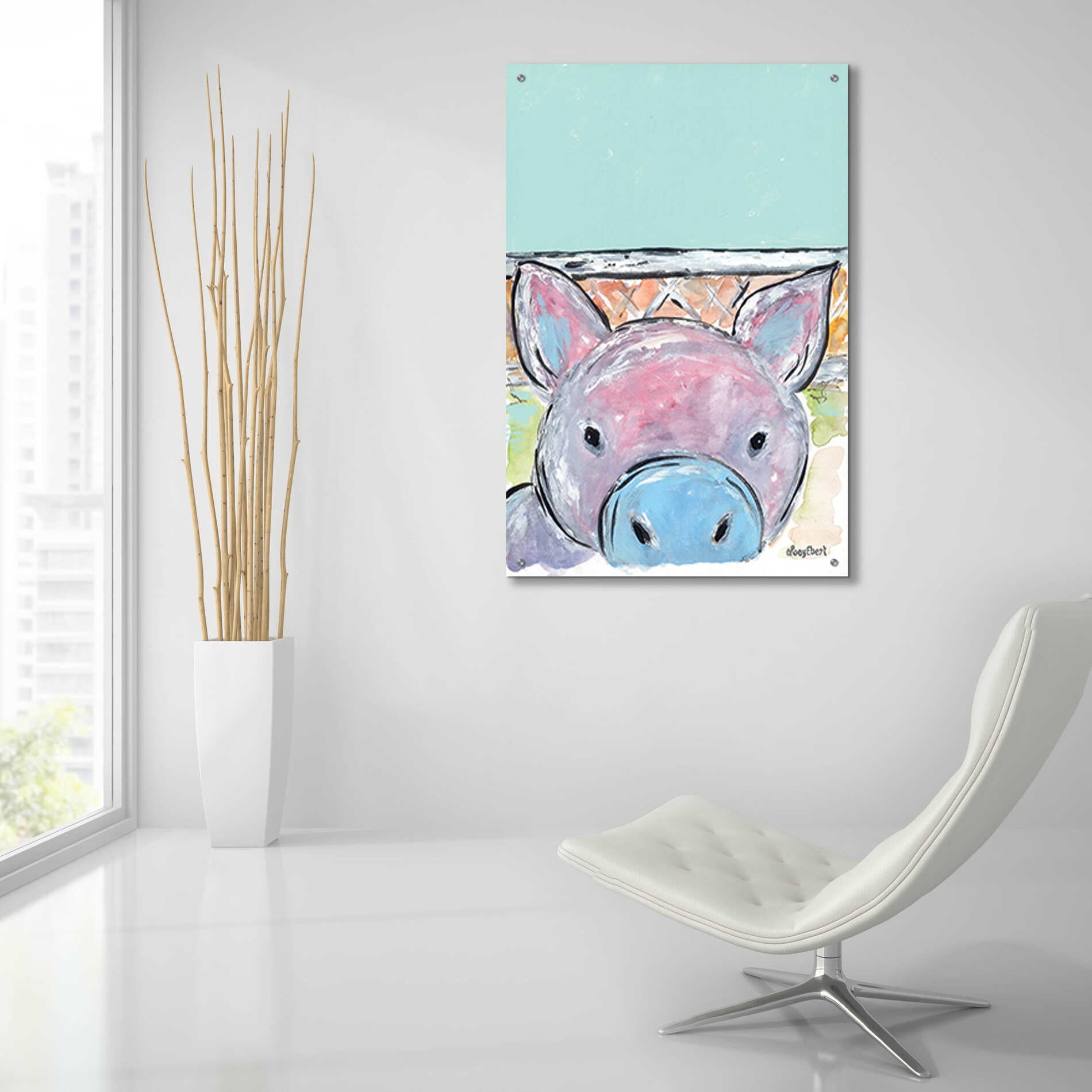 Epic Art 'Oink Oink' by Roey Ebert, Acrylic Glass Wall Art,24x36