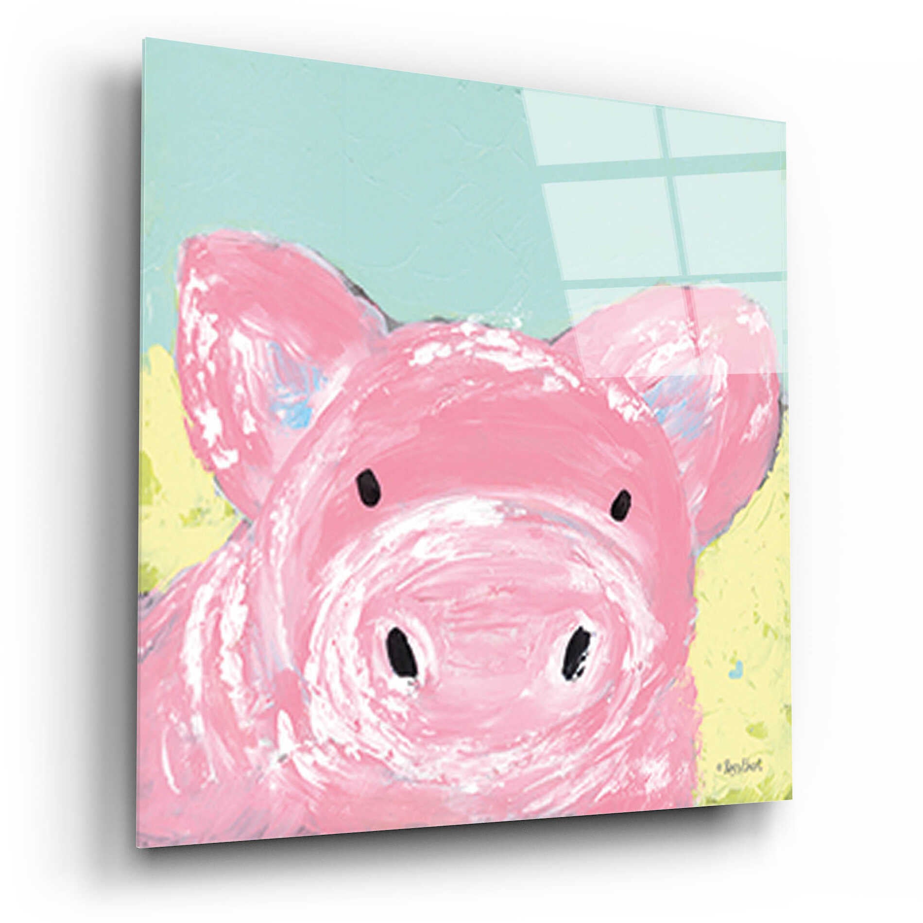 Epic Art 'Oink' by Roey Ebert, Acrylic Glass Wall Art,12x12