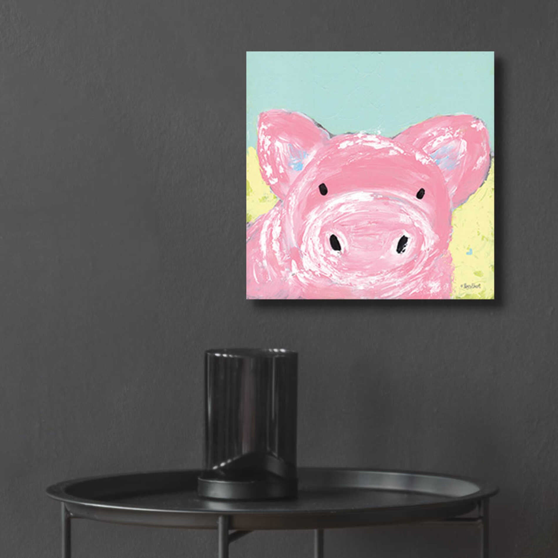 Epic Art 'Oink' by Roey Ebert, Acrylic Glass Wall Art,12x12