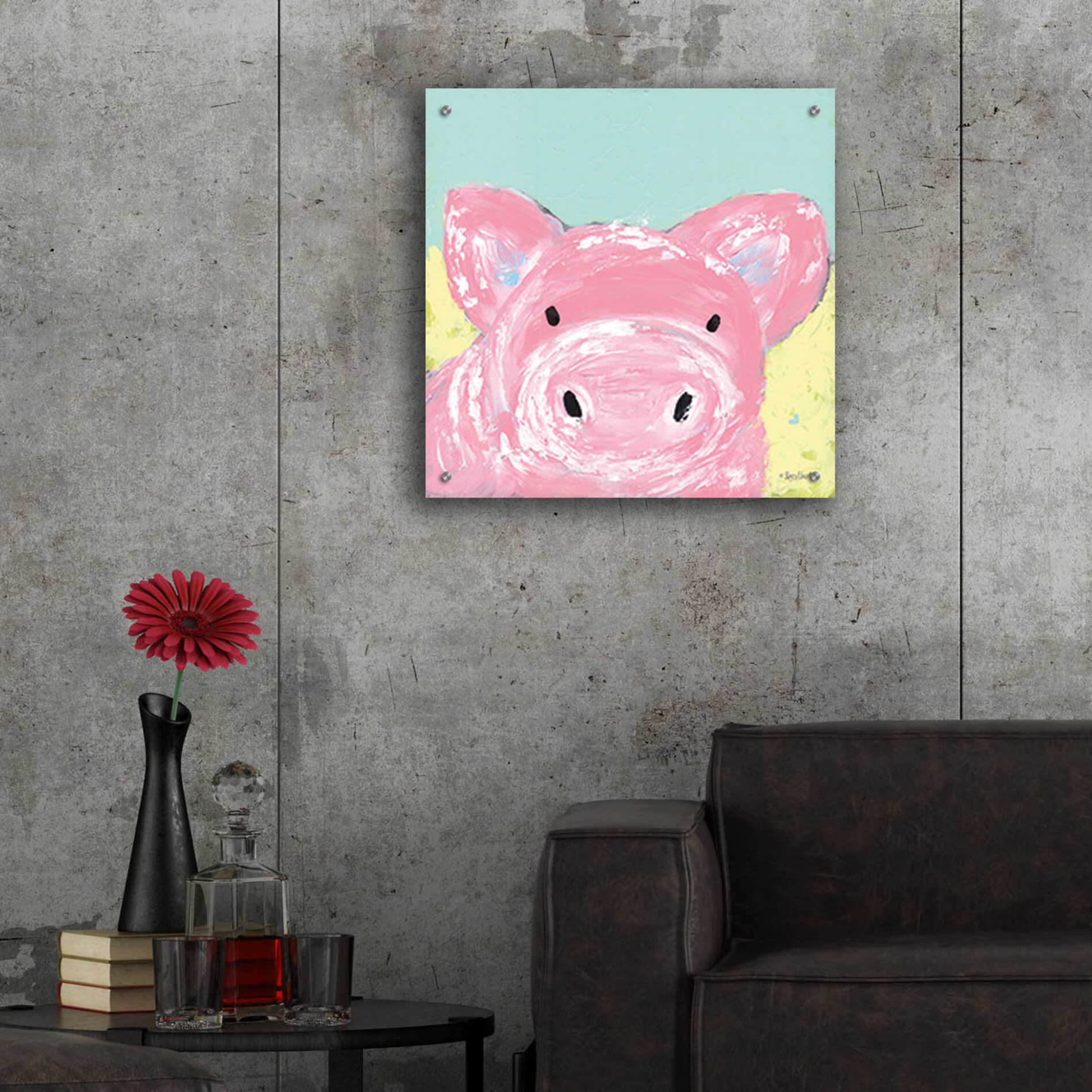 Epic Art 'Oink' by Roey Ebert, Acrylic Glass Wall Art,24x24