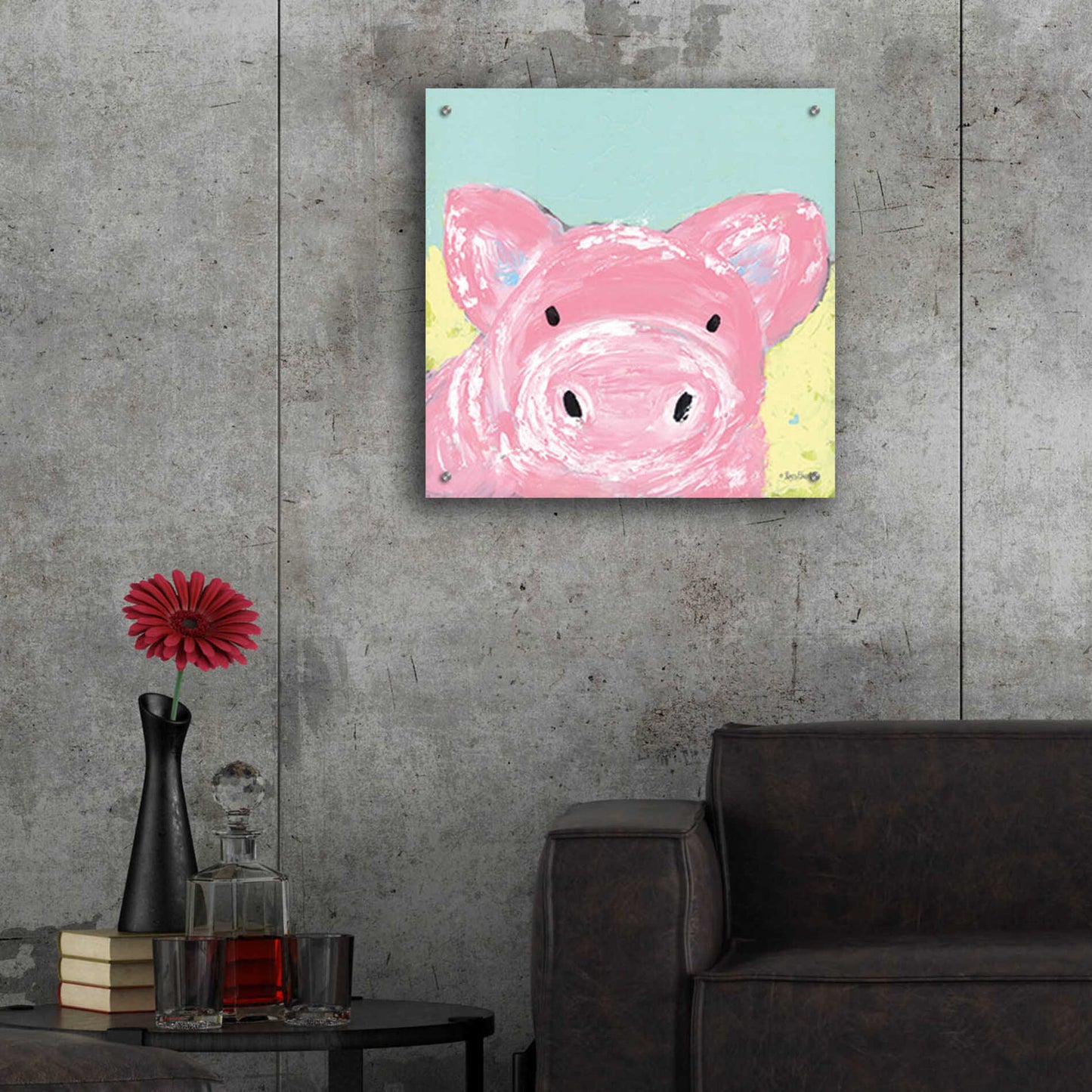 Epic Art 'Oink' by Roey Ebert, Acrylic Glass Wall Art,24x24