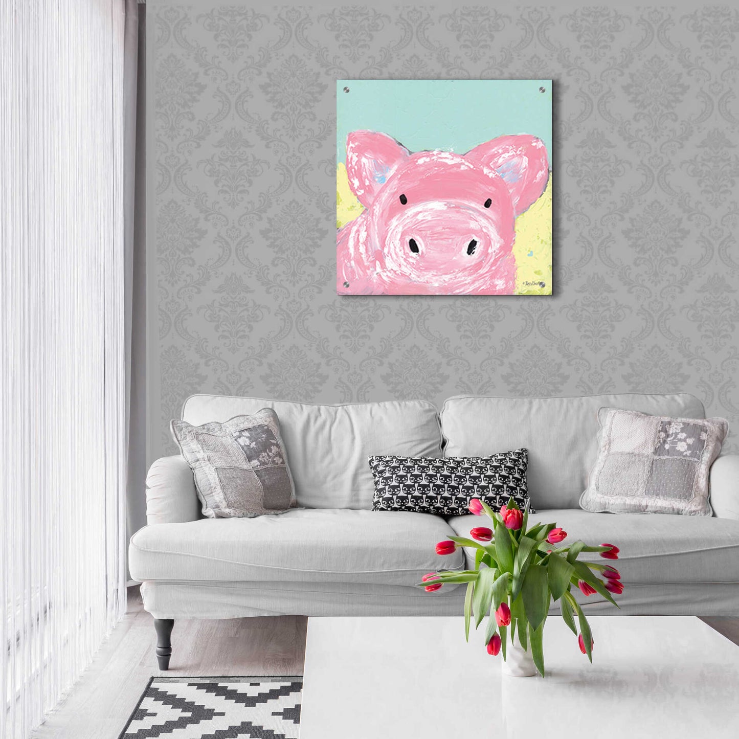 Epic Art 'Oink' by Roey Ebert, Acrylic Glass Wall Art,24x24