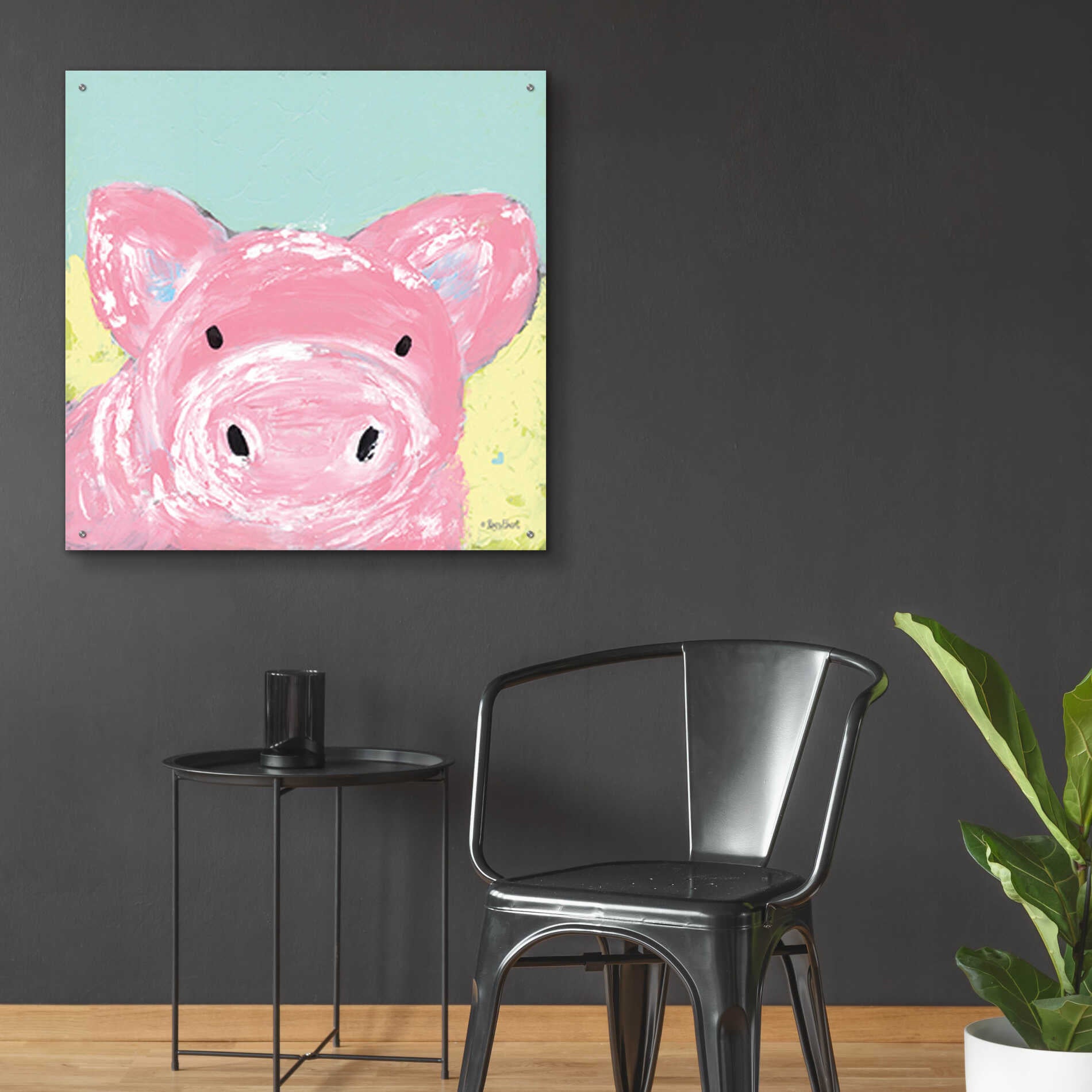 Epic Art 'Oink' by Roey Ebert, Acrylic Glass Wall Art,36x36