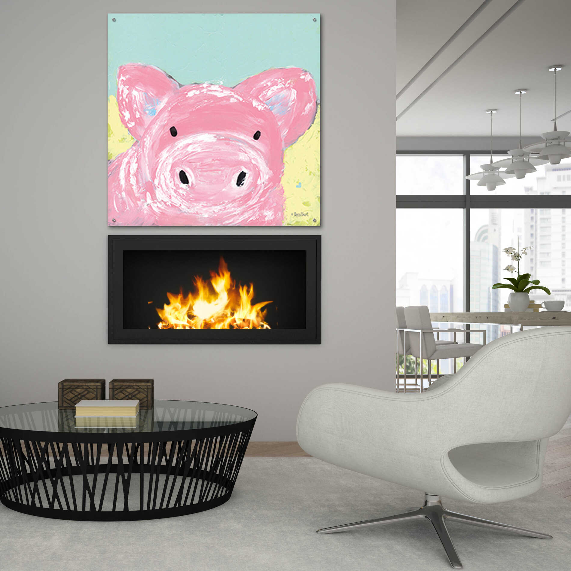 Epic Art 'Oink' by Roey Ebert, Acrylic Glass Wall Art,36x36