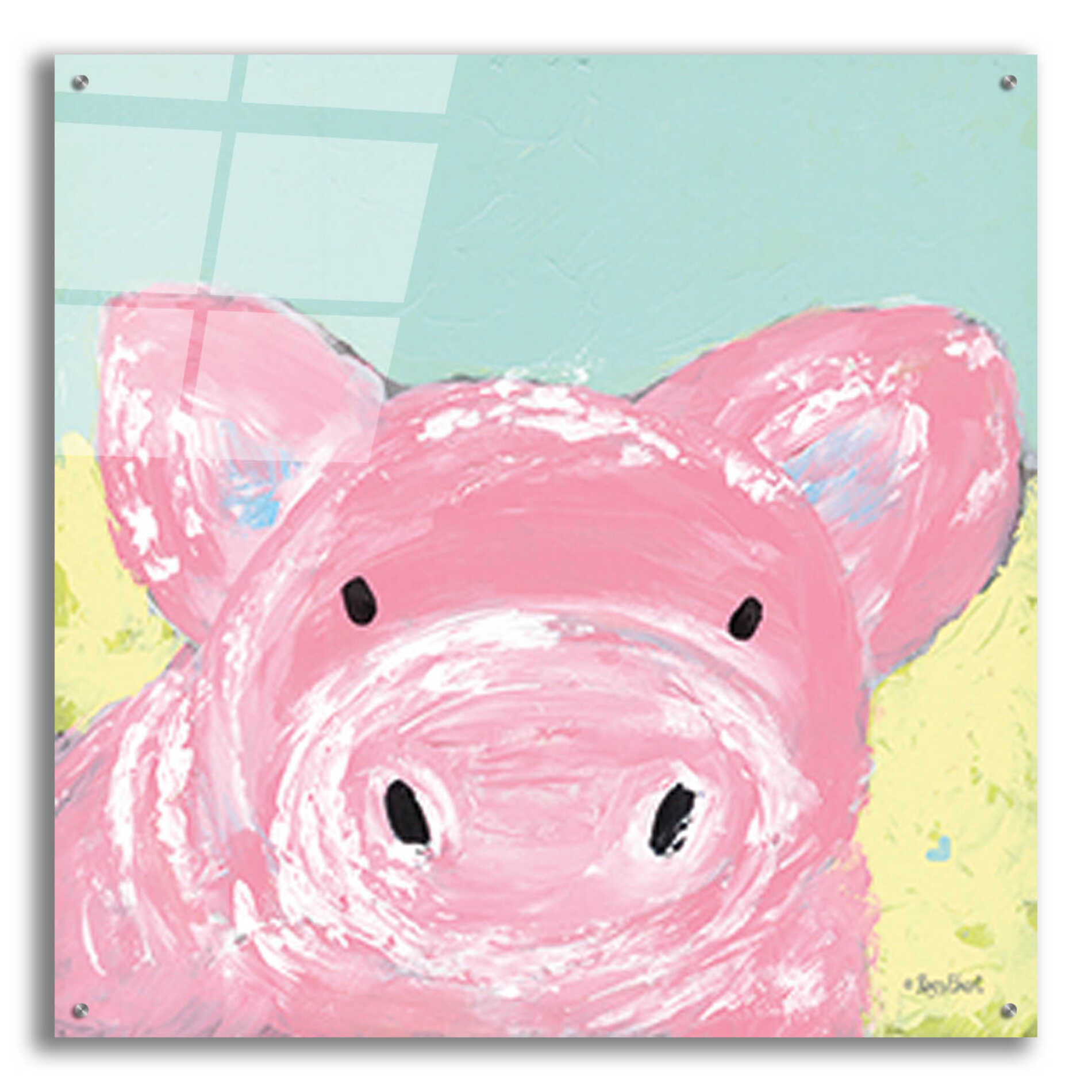 Epic Art 'Oink' by Roey Ebert, Acrylic Glass Wall Art,36x36