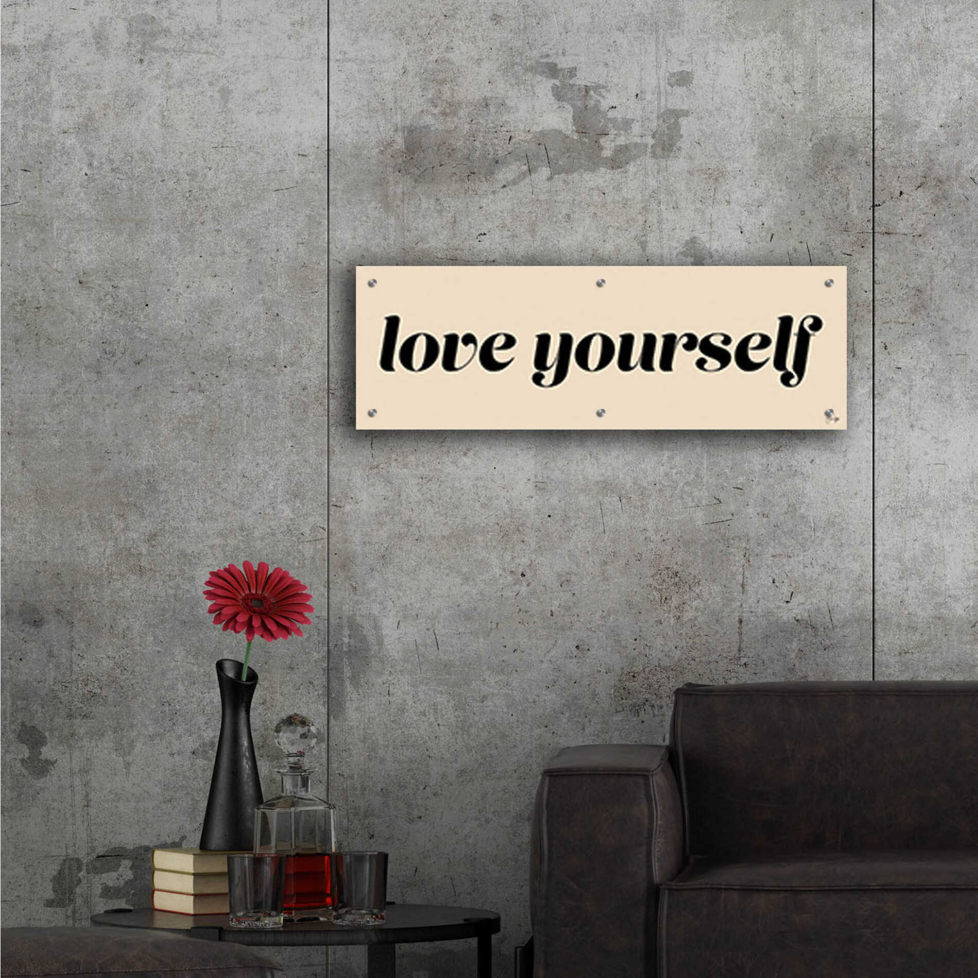 Epic Art 'Love Yourself' by Yass Naffas Designs, Acrylic Glass Wall Art,36x12