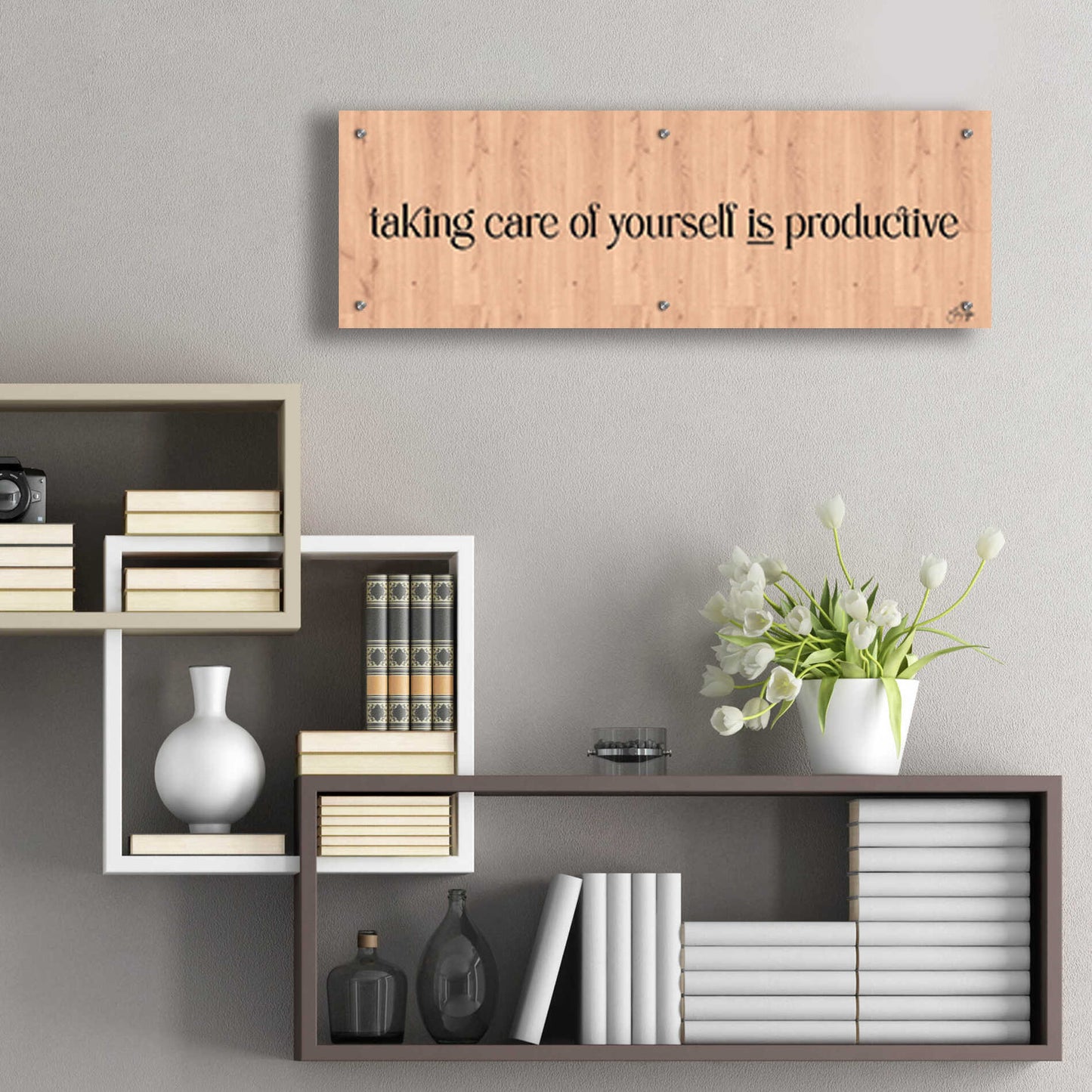 Epic Art 'Taking Care of Yourself is Productive' by Yass Naffas Designs, Acrylic Glass Wall Art,36x12