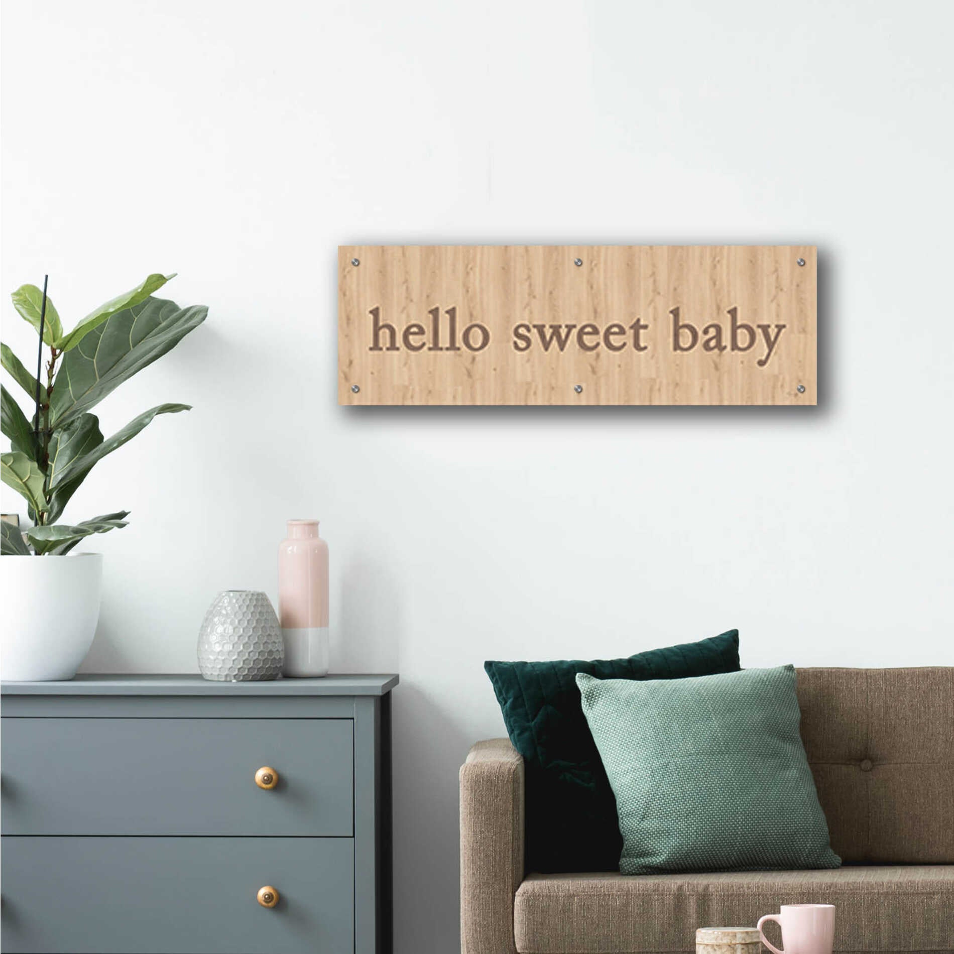 Epic Art 'Hello Sweet Baby' by Yass Naffas Designs, Acrylic Glass Wall Art,36x12