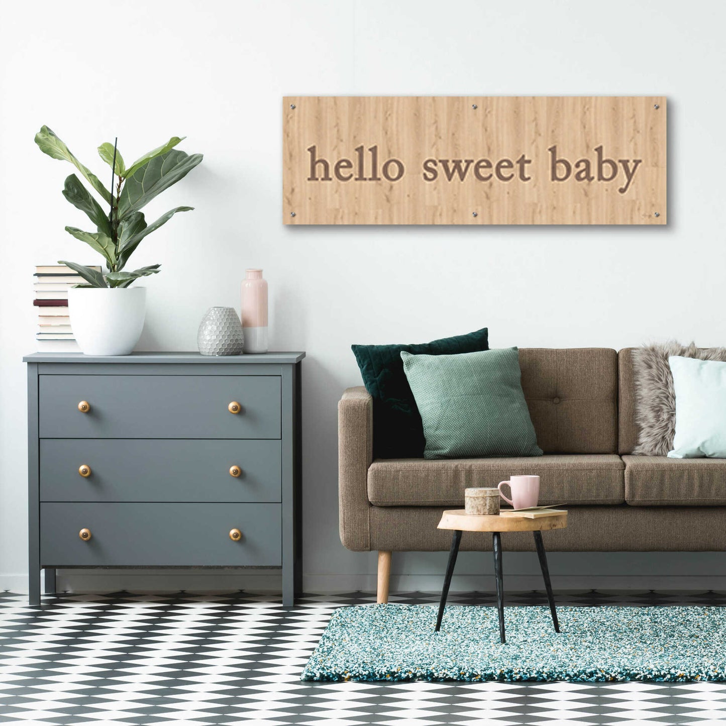 Epic Art 'Hello Sweet Baby' by Yass Naffas Designs, Acrylic Glass Wall Art,48x16