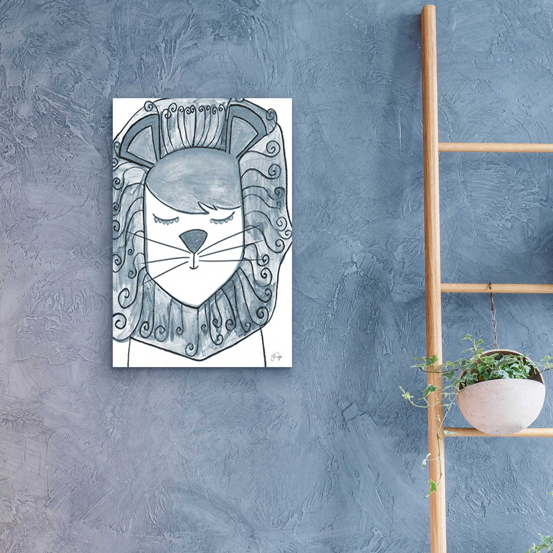 Epic Art 'Whimsical Baby Lion' by Yass Naffas Designs, Acrylic Glass Wall Art,16x24