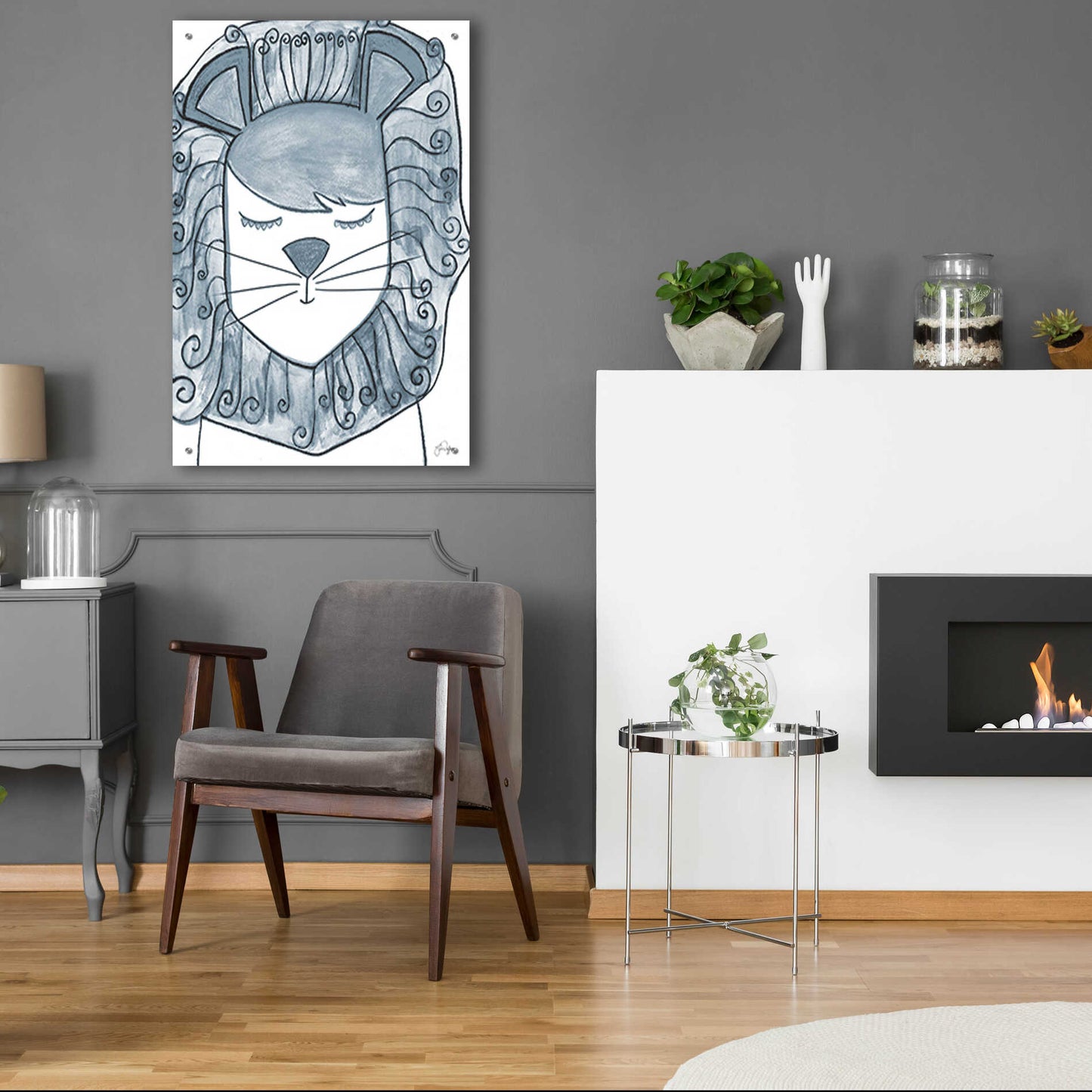 Epic Art 'Whimsical Baby Lion' by Yass Naffas Designs, Acrylic Glass Wall Art,24x36