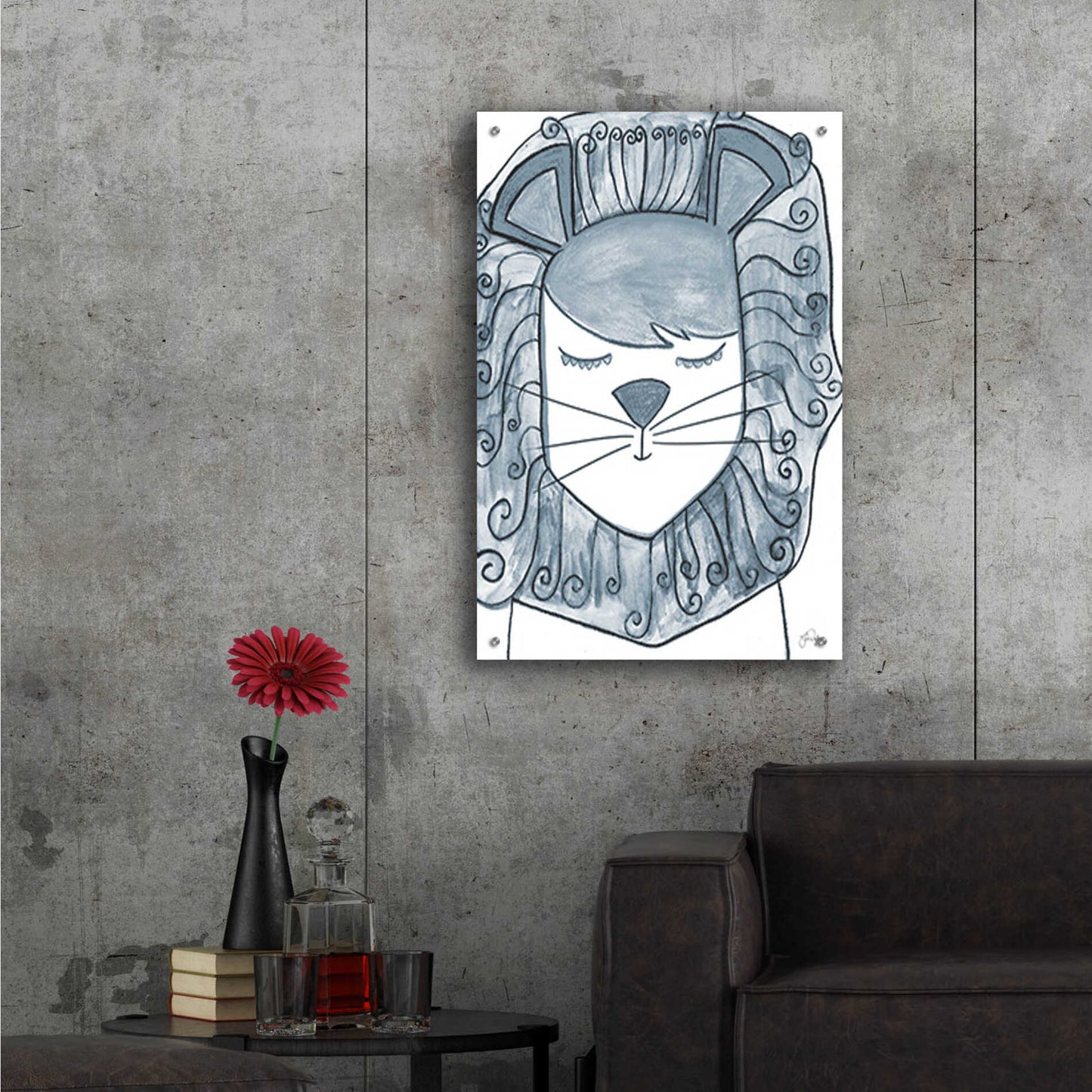 Epic Art 'Whimsical Baby Lion' by Yass Naffas Designs, Acrylic Glass Wall Art,24x36