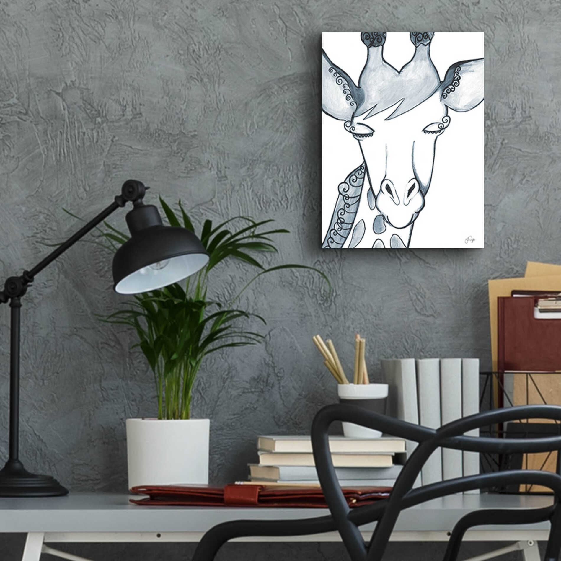 Epic Art 'Whimsical Baby Giraffe' by Yass Naffas Designs, Acrylic Glass Wall Art,12x16