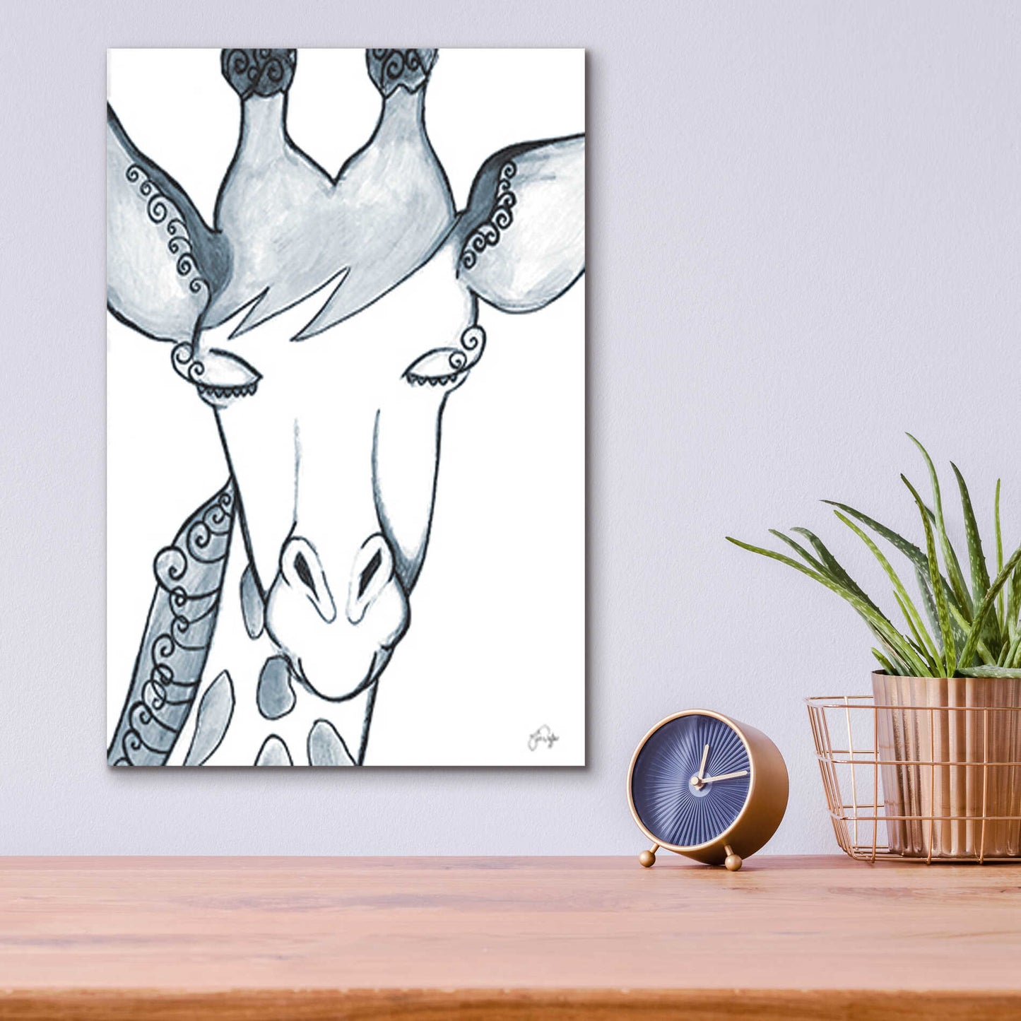 Epic Art 'Whimsical Baby Giraffe' by Yass Naffas Designs, Acrylic Glass Wall Art,12x16