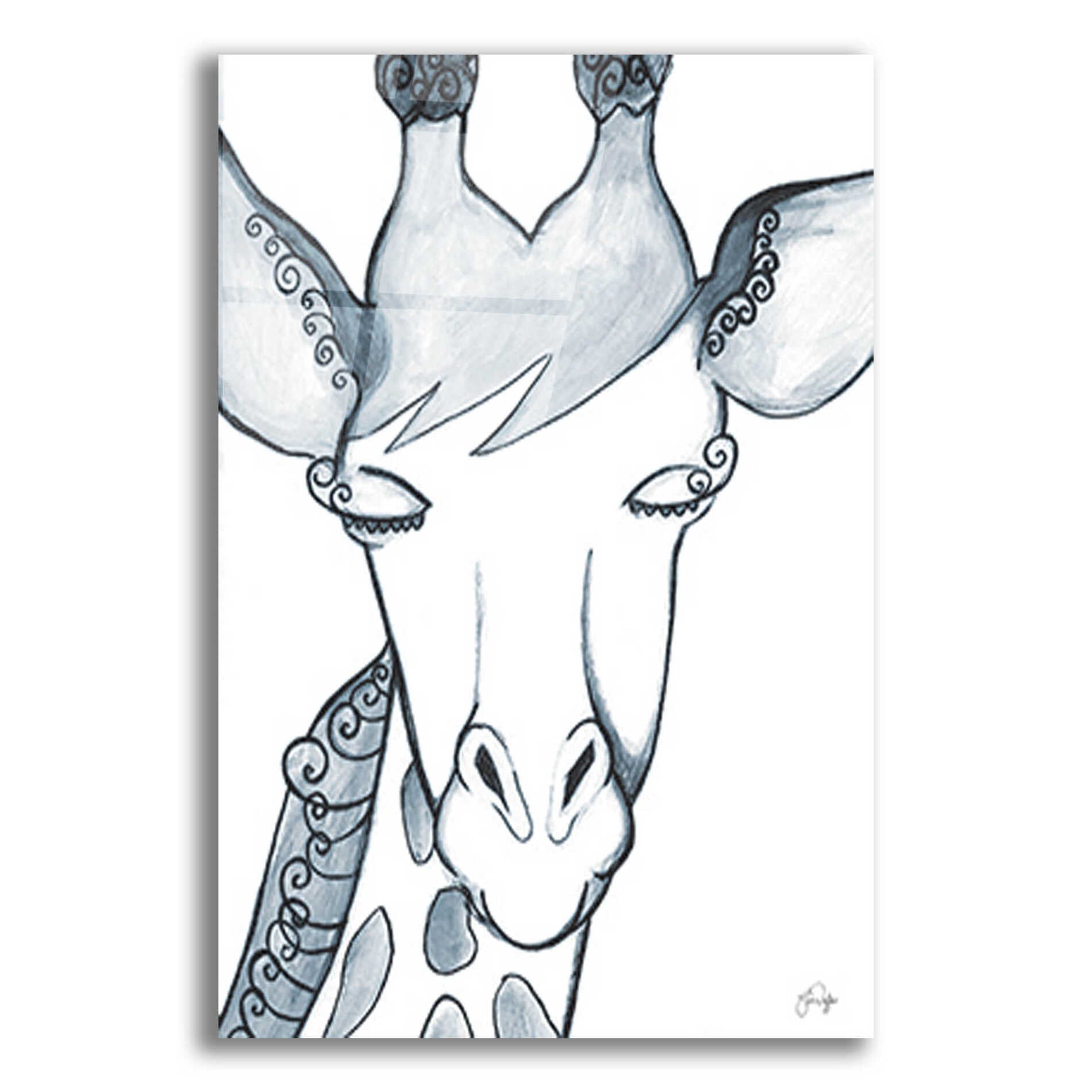 Epic Art 'Whimsical Baby Giraffe' by Yass Naffas Designs, Acrylic Glass Wall Art,12x16