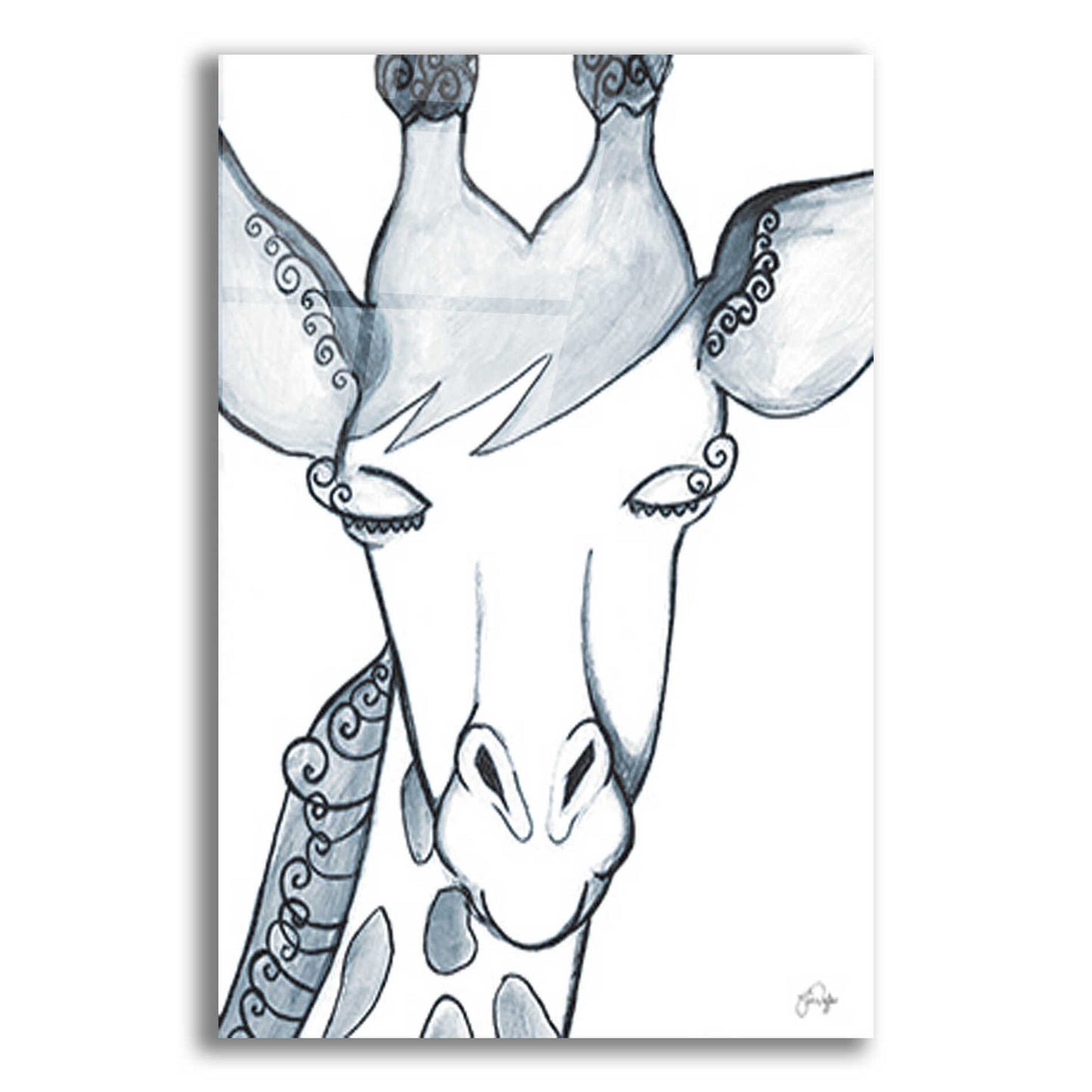 Epic Art 'Whimsical Baby Giraffe' by Yass Naffas Designs, Acrylic Glass Wall Art,16x24