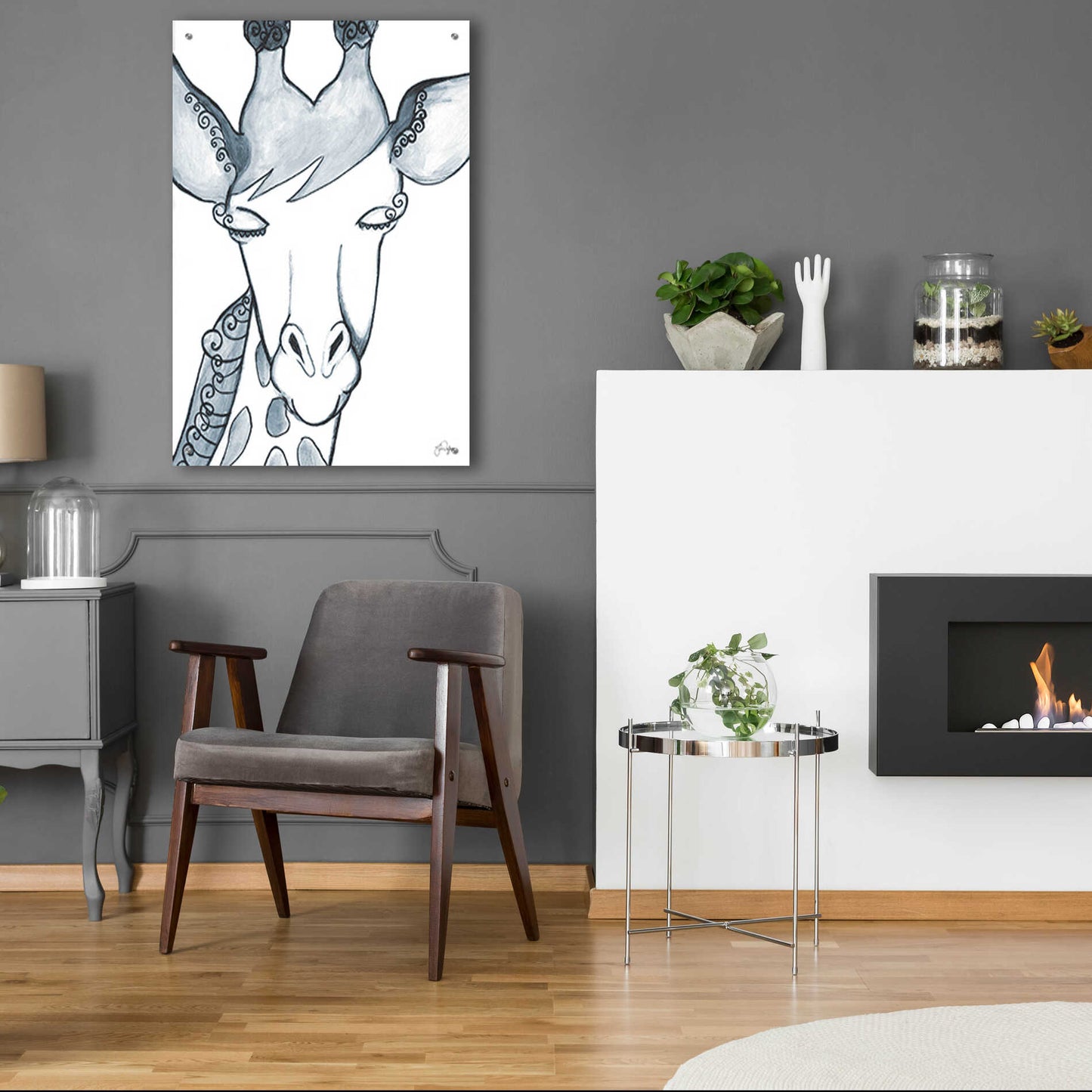 Epic Art 'Whimsical Baby Giraffe' by Yass Naffas Designs, Acrylic Glass Wall Art,24x36