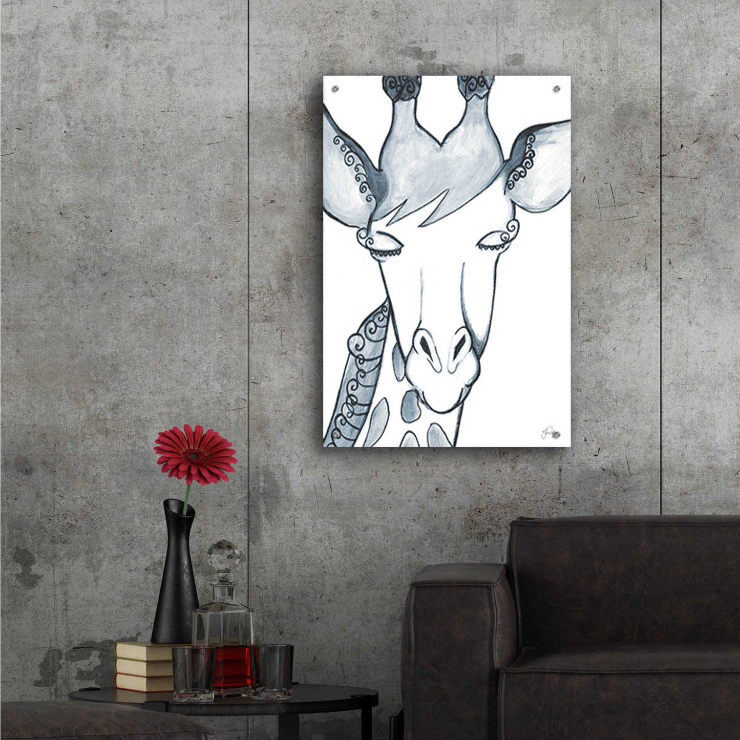 Epic Art 'Whimsical Baby Giraffe' by Yass Naffas Designs, Acrylic Glass Wall Art,24x36