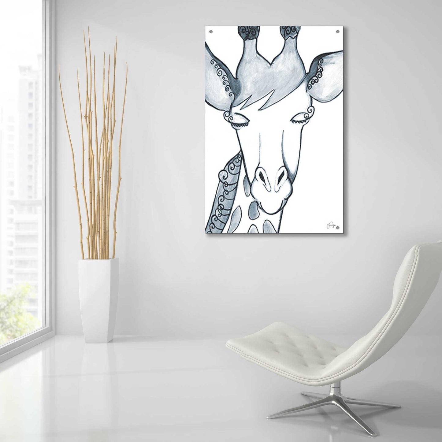 Epic Art 'Whimsical Baby Giraffe' by Yass Naffas Designs, Acrylic Glass Wall Art,24x36