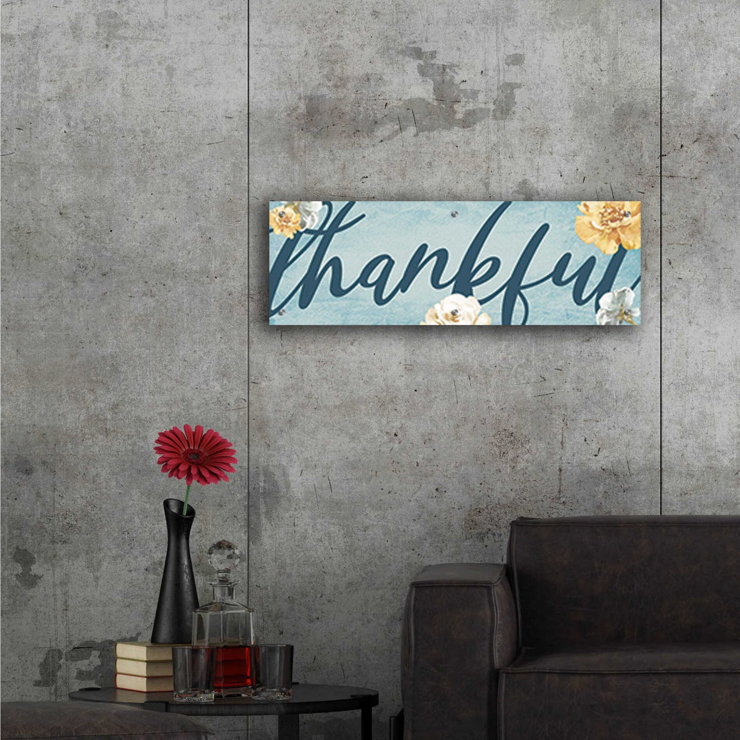 Epic Art 'Thankful' by Yass Naffas Designs, Acrylic Glass Wall Art,36x12