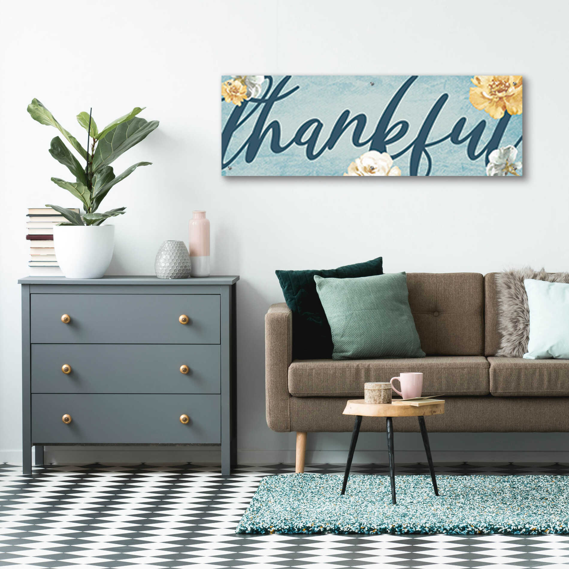 Epic Art 'Thankful' by Yass Naffas Designs, Acrylic Glass Wall Art,48x16