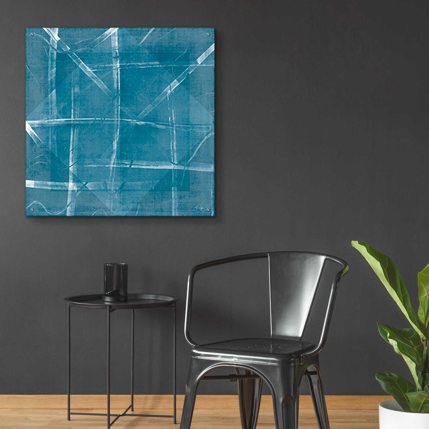 Epic Art 'Blue Diamonds' by Yass Naffas Designs, Acrylic Glass Wall Art,36x36