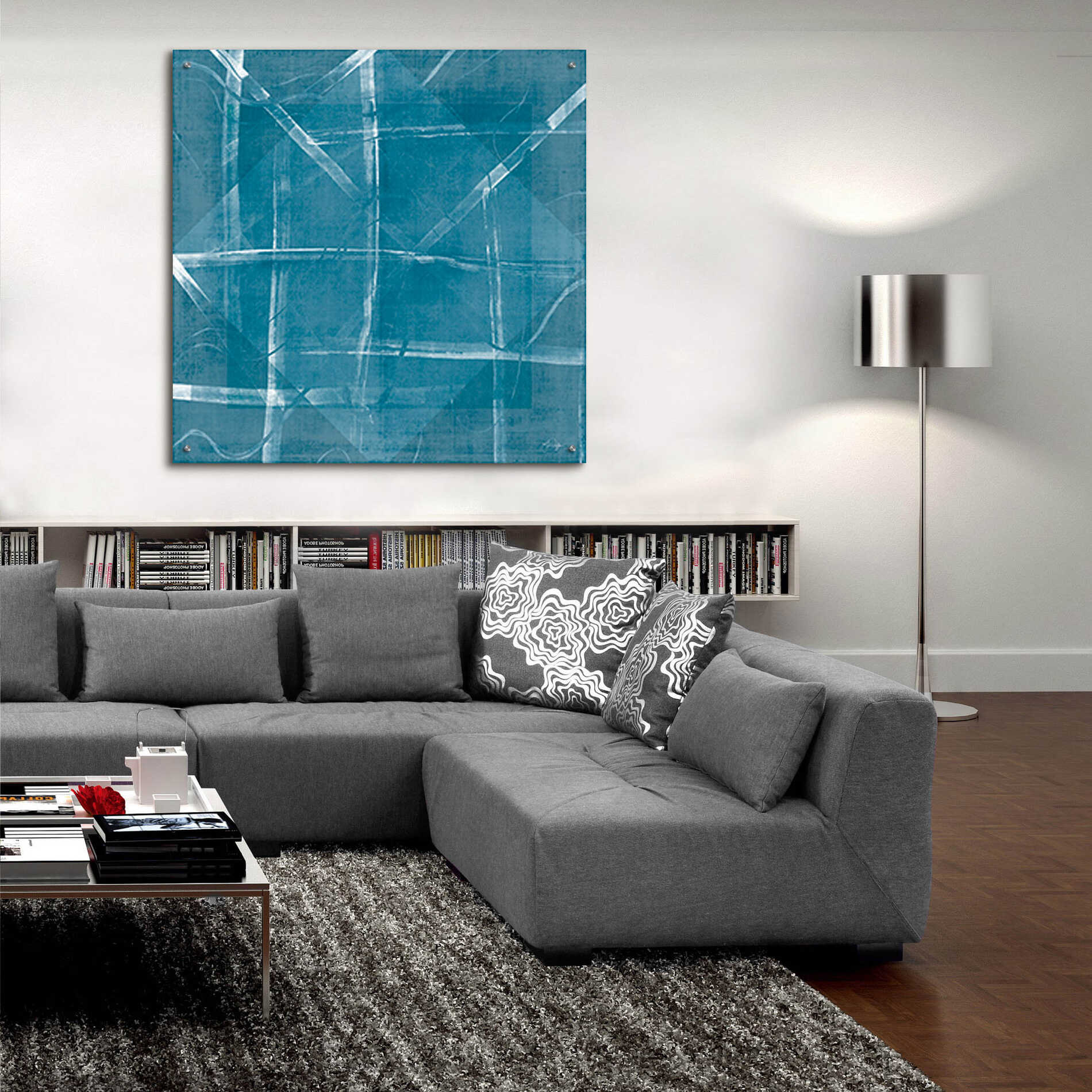 Epic Art 'Blue Diamonds' by Yass Naffas Designs, Acrylic Glass Wall Art,36x36