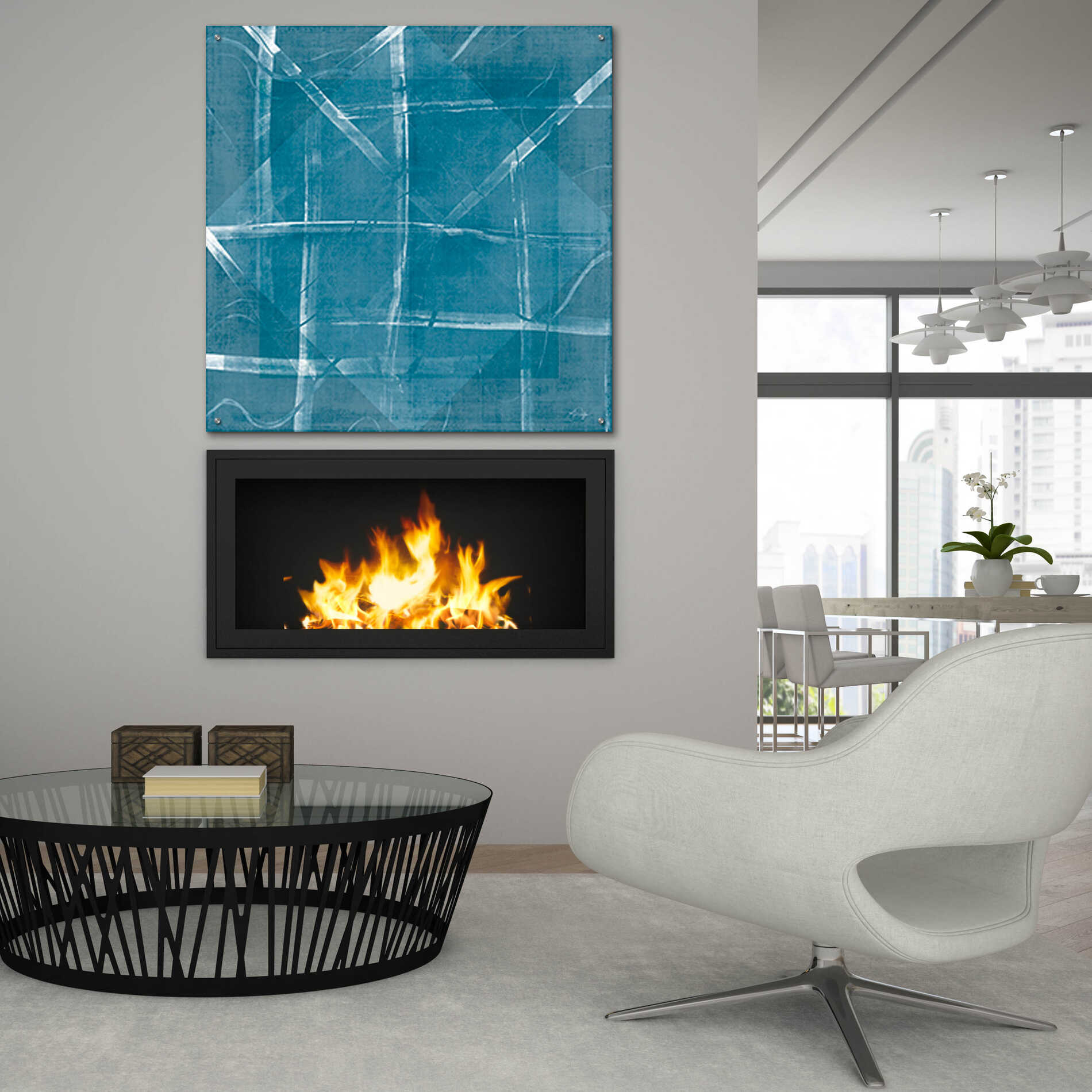 Epic Art 'Blue Diamonds' by Yass Naffas Designs, Acrylic Glass Wall Art,36x36