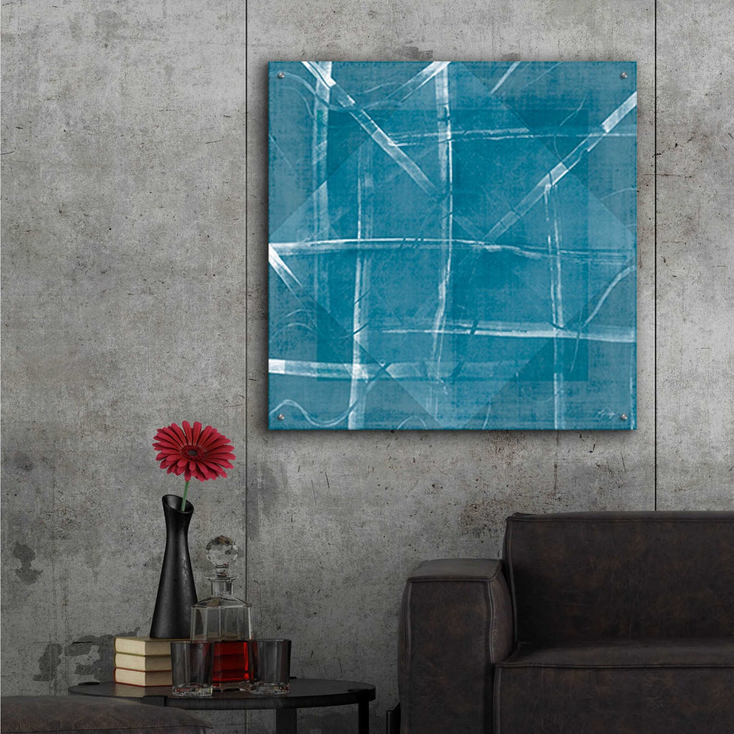 Epic Art 'Blue Diamonds' by Yass Naffas Designs, Acrylic Glass Wall Art,36x36