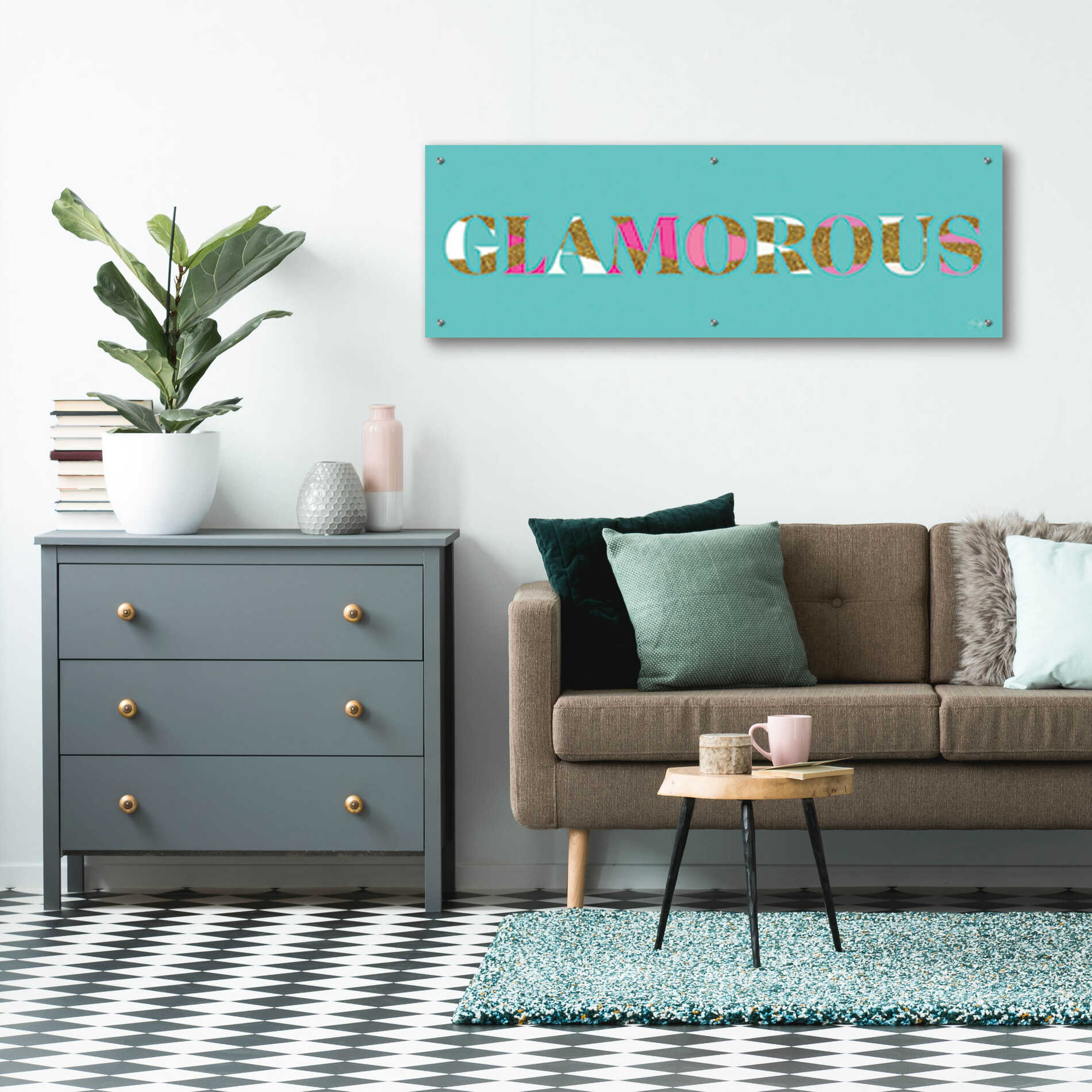 Epic Art 'Glamourous' by Yass Naffas Designs, Acrylic Glass Wall Art,48x16