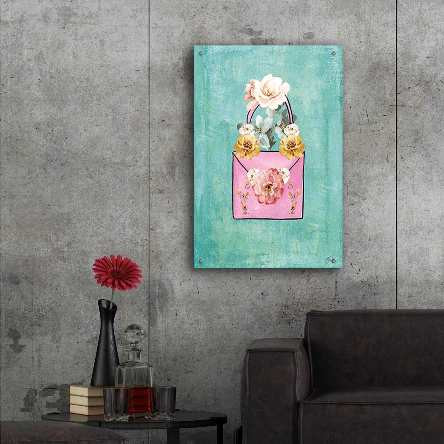 Epic Art 'Flower Power Purse' by Yass Naffas Designs, Acrylic Glass Wall Art,24x36