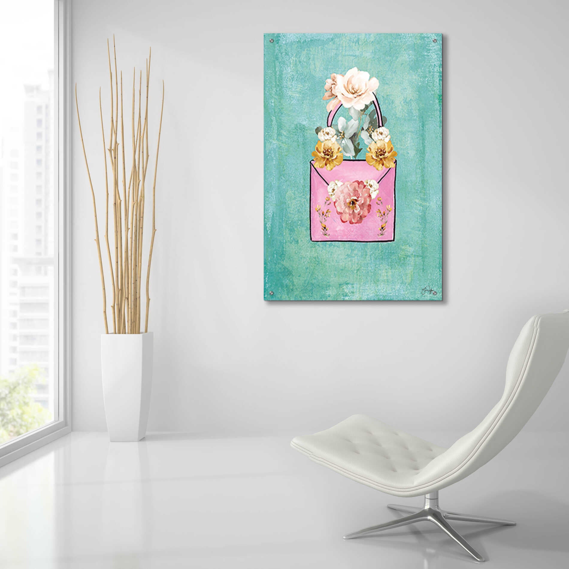 Epic Art 'Flower Power Purse' by Yass Naffas Designs, Acrylic Glass Wall Art,24x36