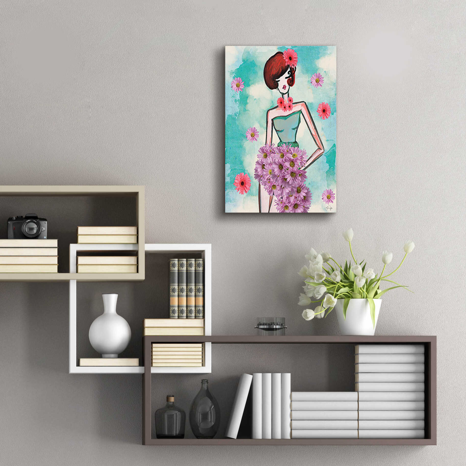 Epic Art 'Donna Fleur' by Yass Naffas Designs, Acrylic Glass Wall Art,16x24