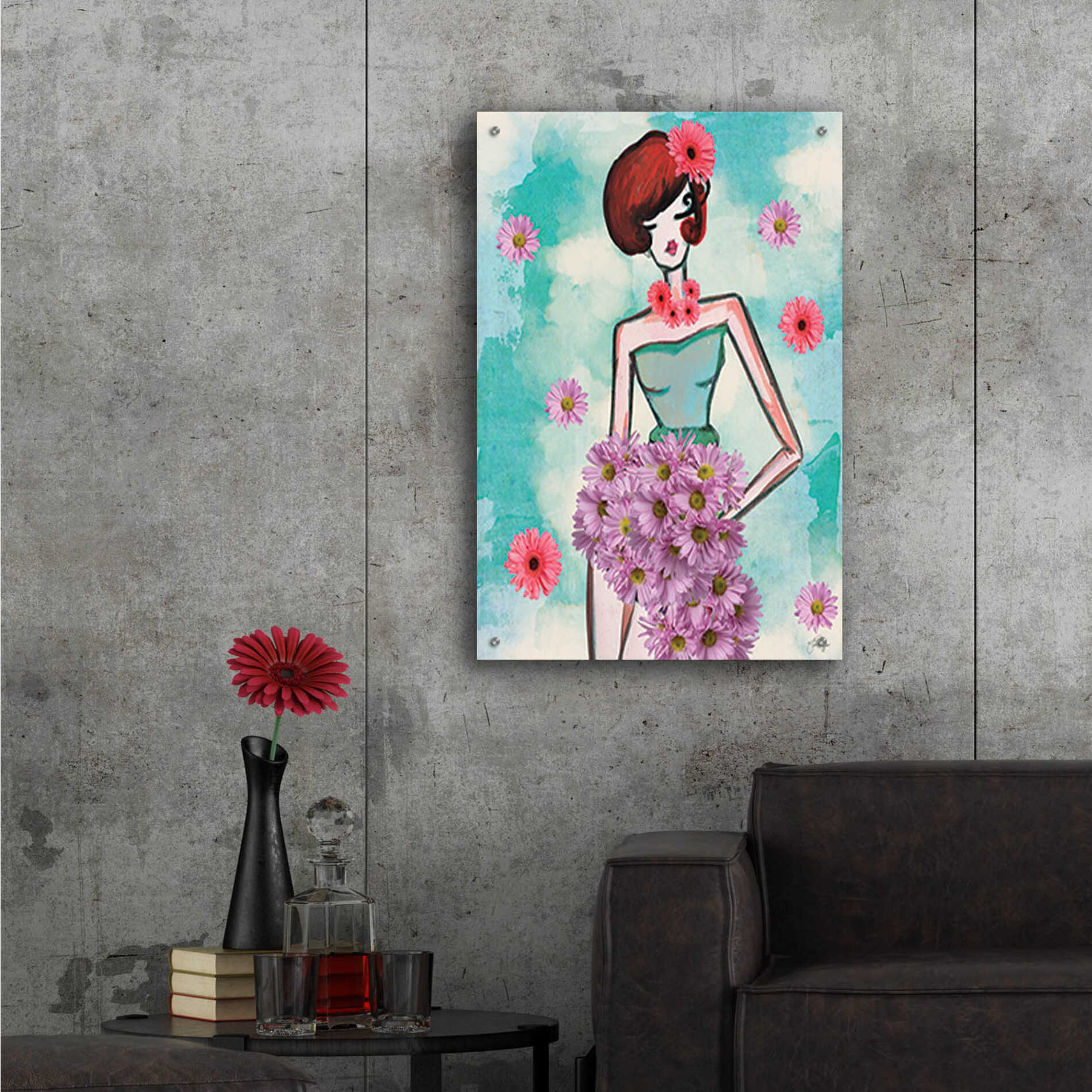 Epic Art 'Donna Fleur' by Yass Naffas Designs, Acrylic Glass Wall Art,24x36