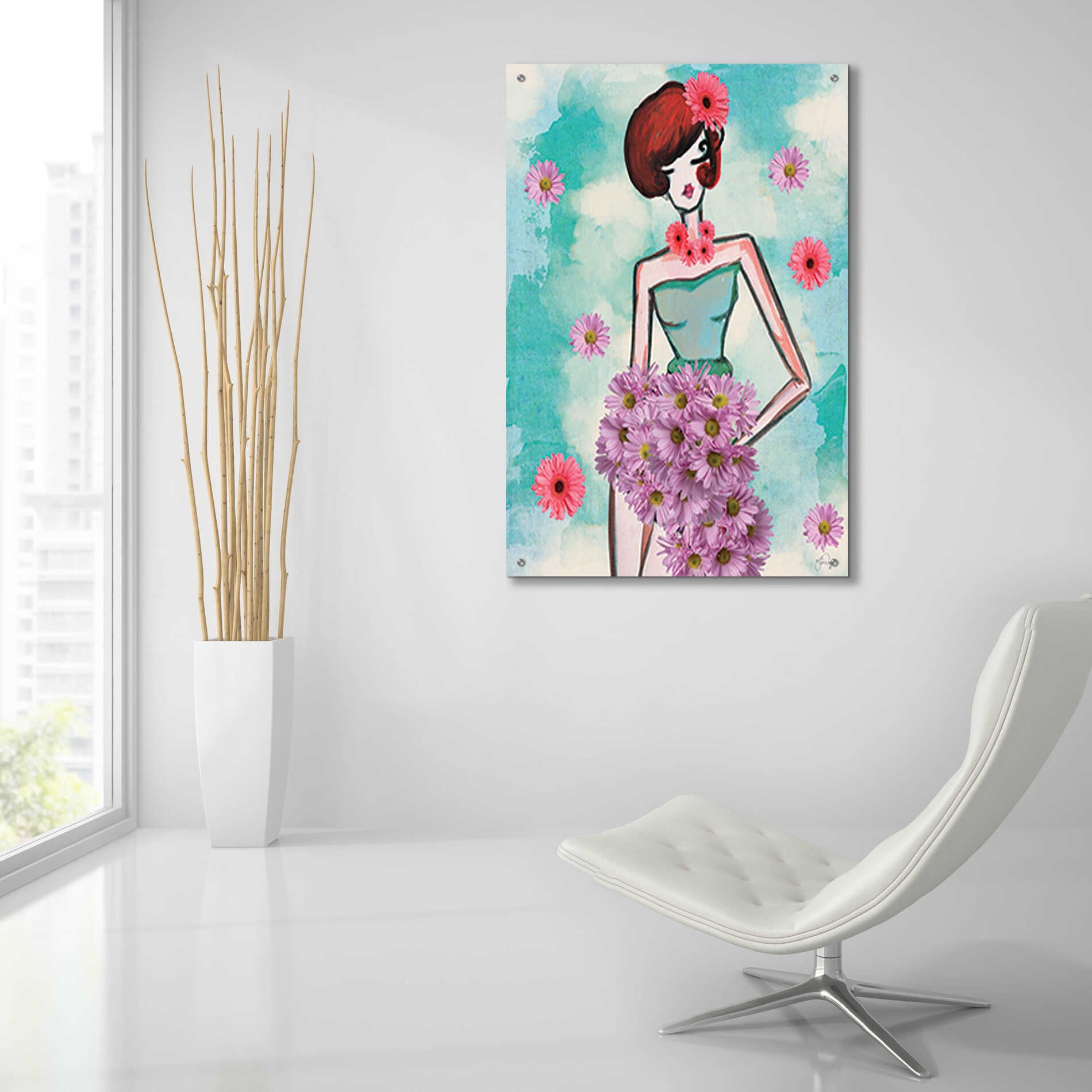 Epic Art 'Donna Fleur' by Yass Naffas Designs, Acrylic Glass Wall Art,24x36