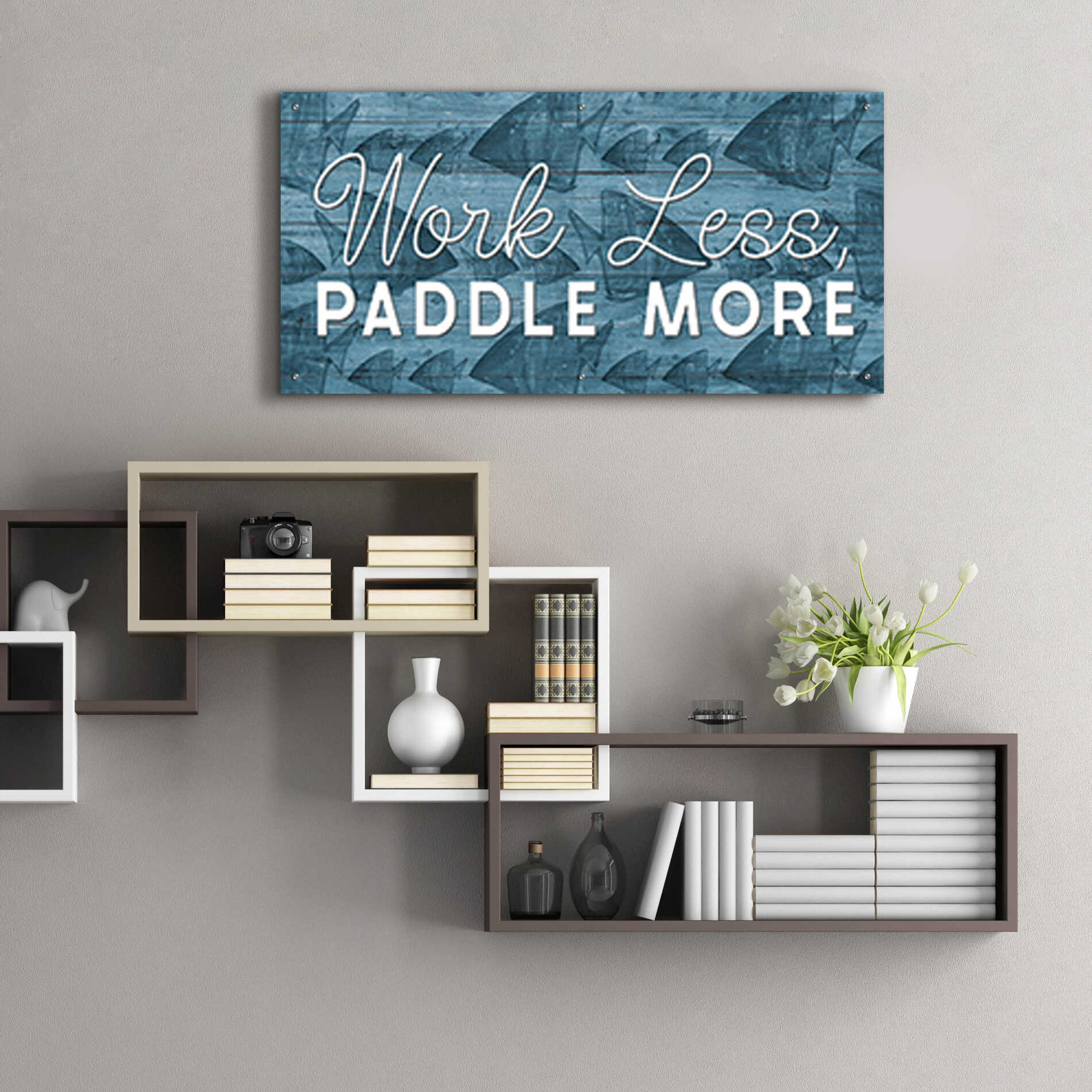 Epic Art 'Work Less, Paddle More' by Yass Naffas Designs, Acrylic Glass Wall Art,48x24