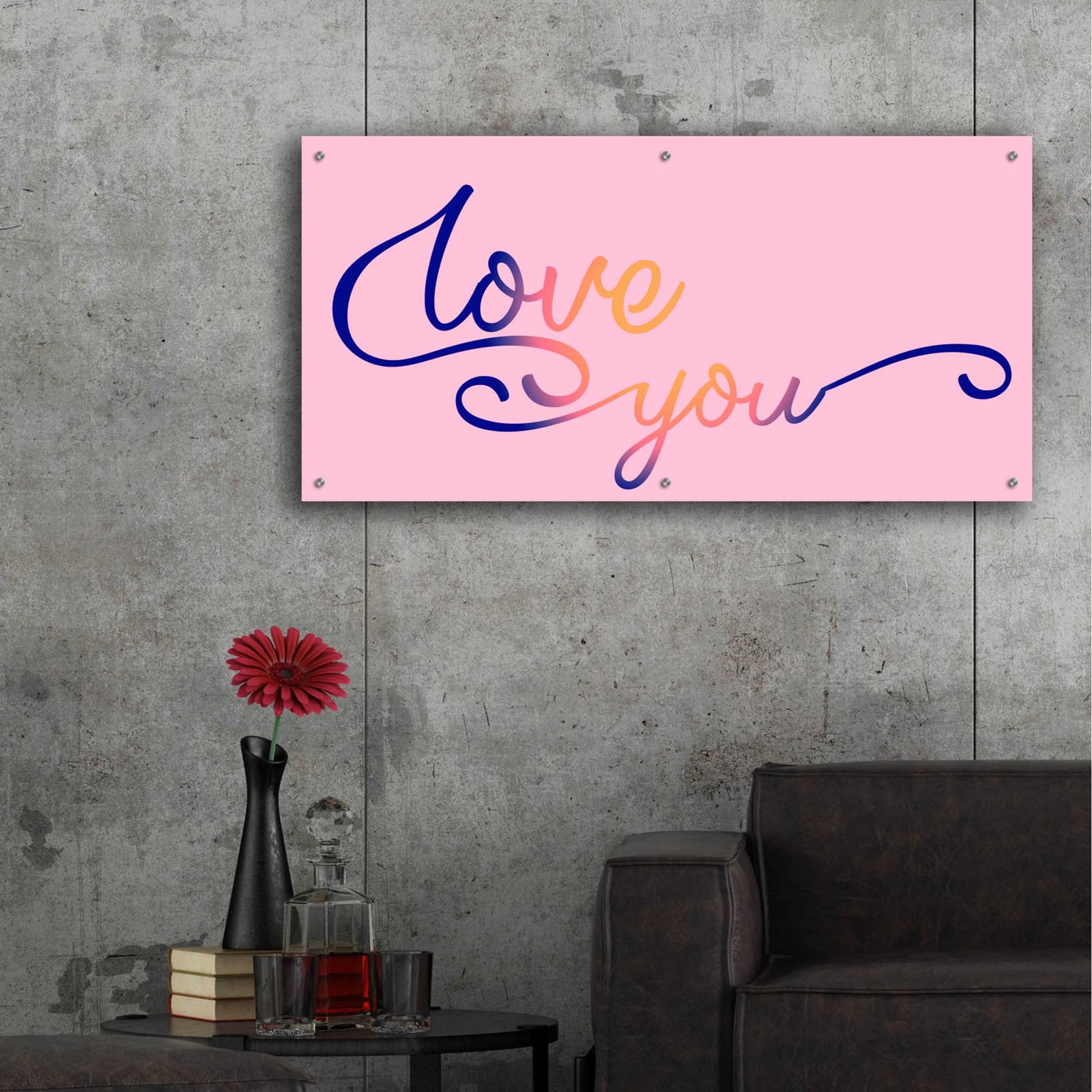 Epic Art 'Love You Sunrise' by Epic Portfolio, Acrylic Glass Wall Art,48x24