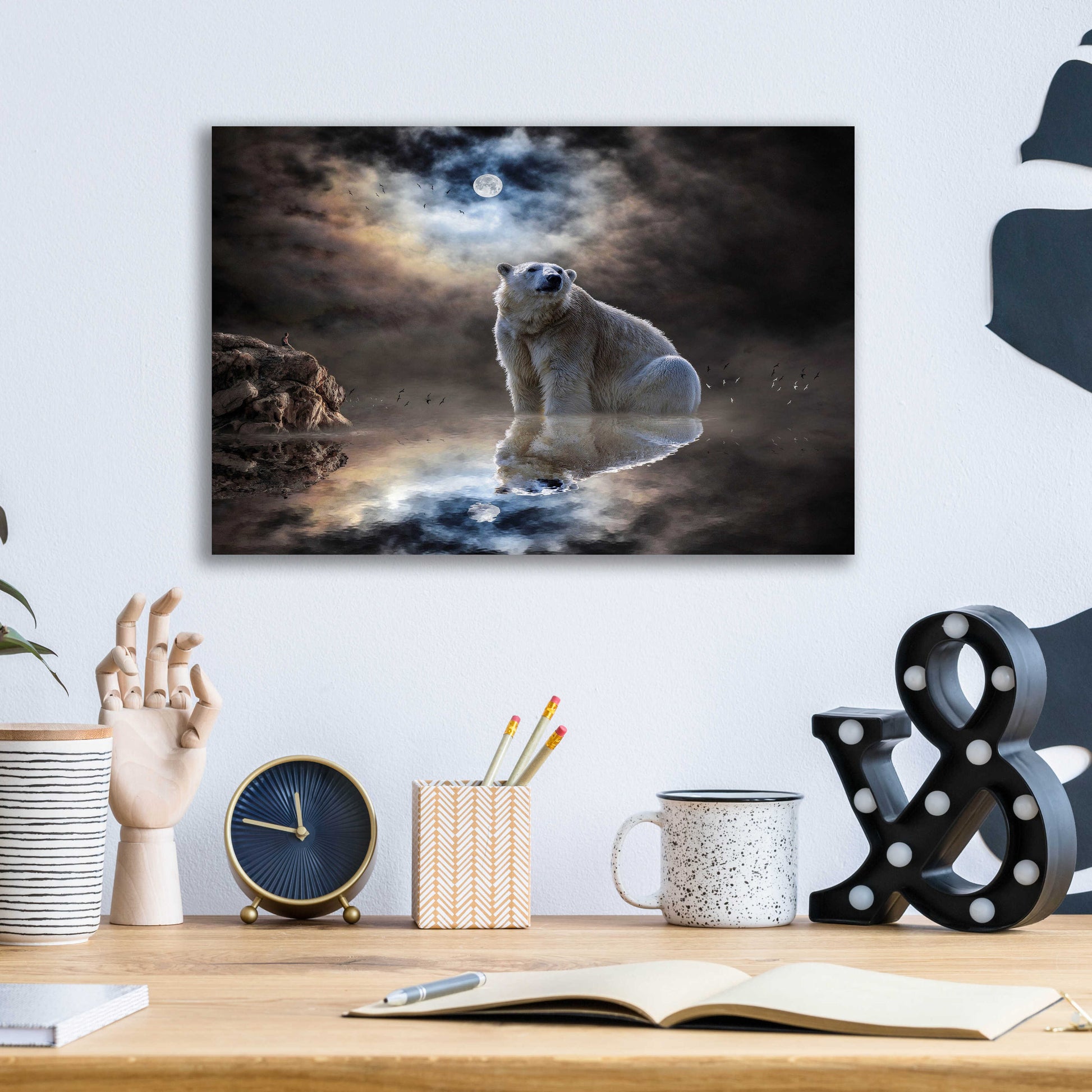 Epic Art 'Polar Bear Reflections' by Alan, Acrylic Glass Wall Art,16x12