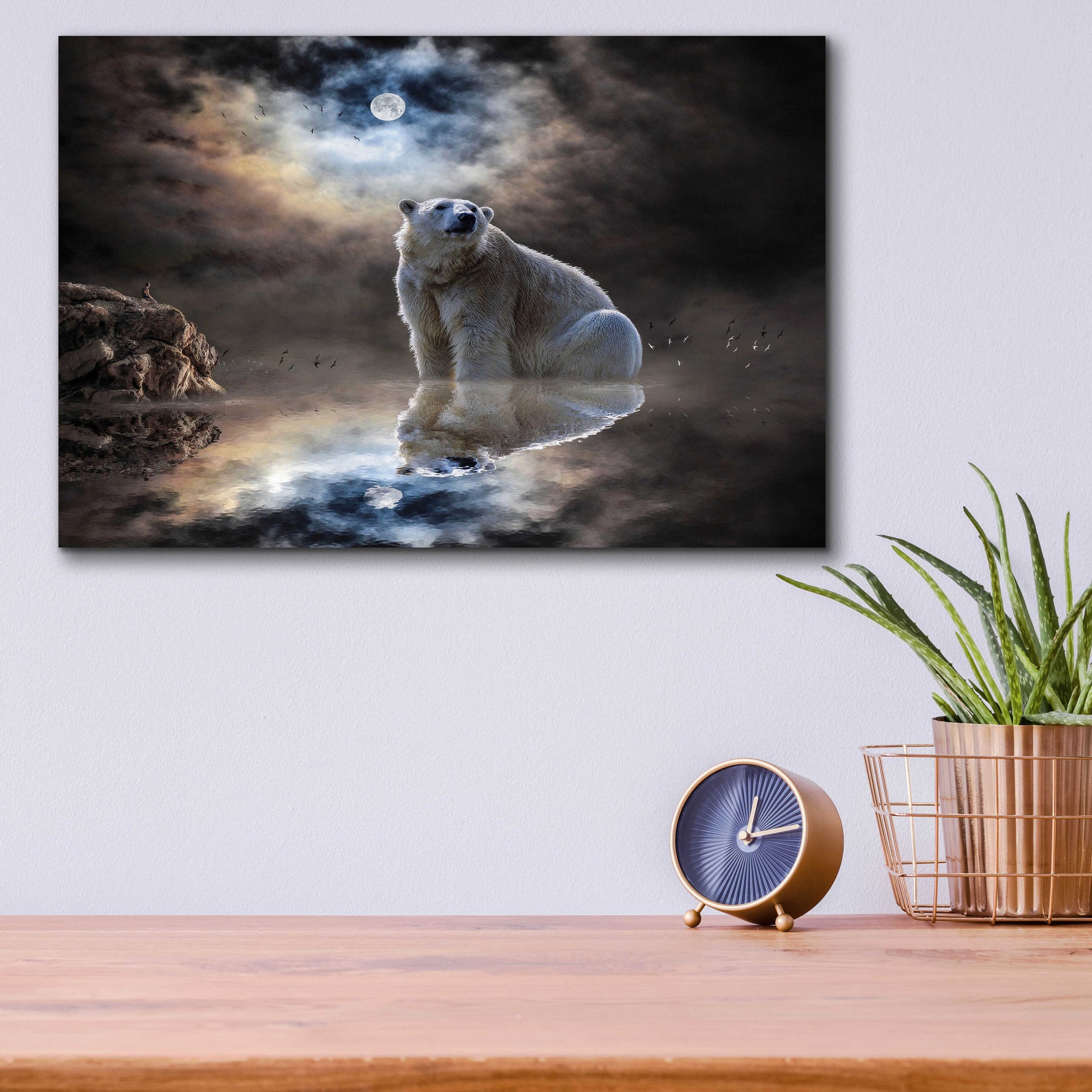 Epic Art 'Polar Bear Reflections' by Alan, Acrylic Glass Wall Art,16x12